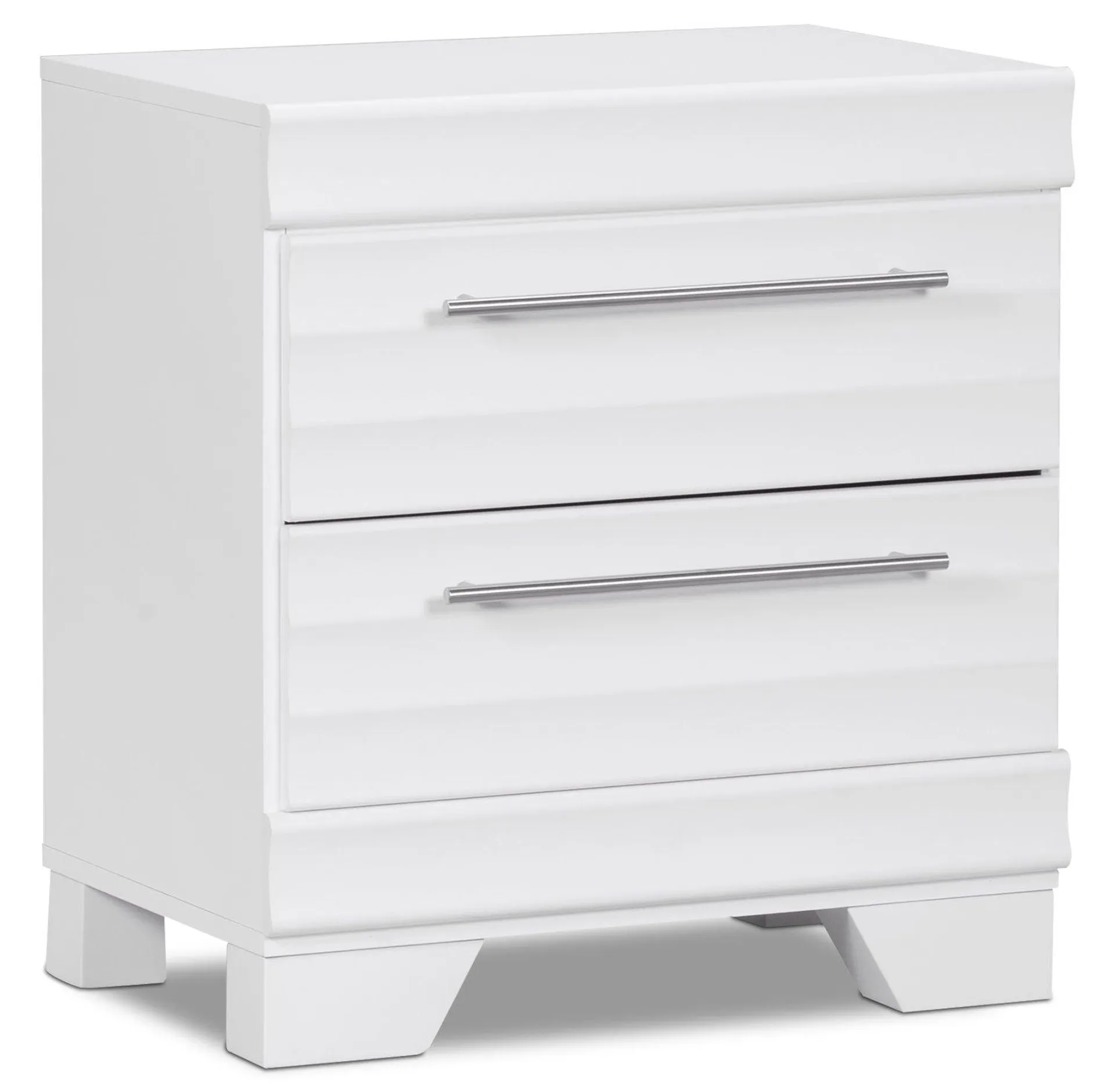 Olivia Bedside 2-Drawer Nightstand, 23.5"W x 25.2"H, Made in Canada - White