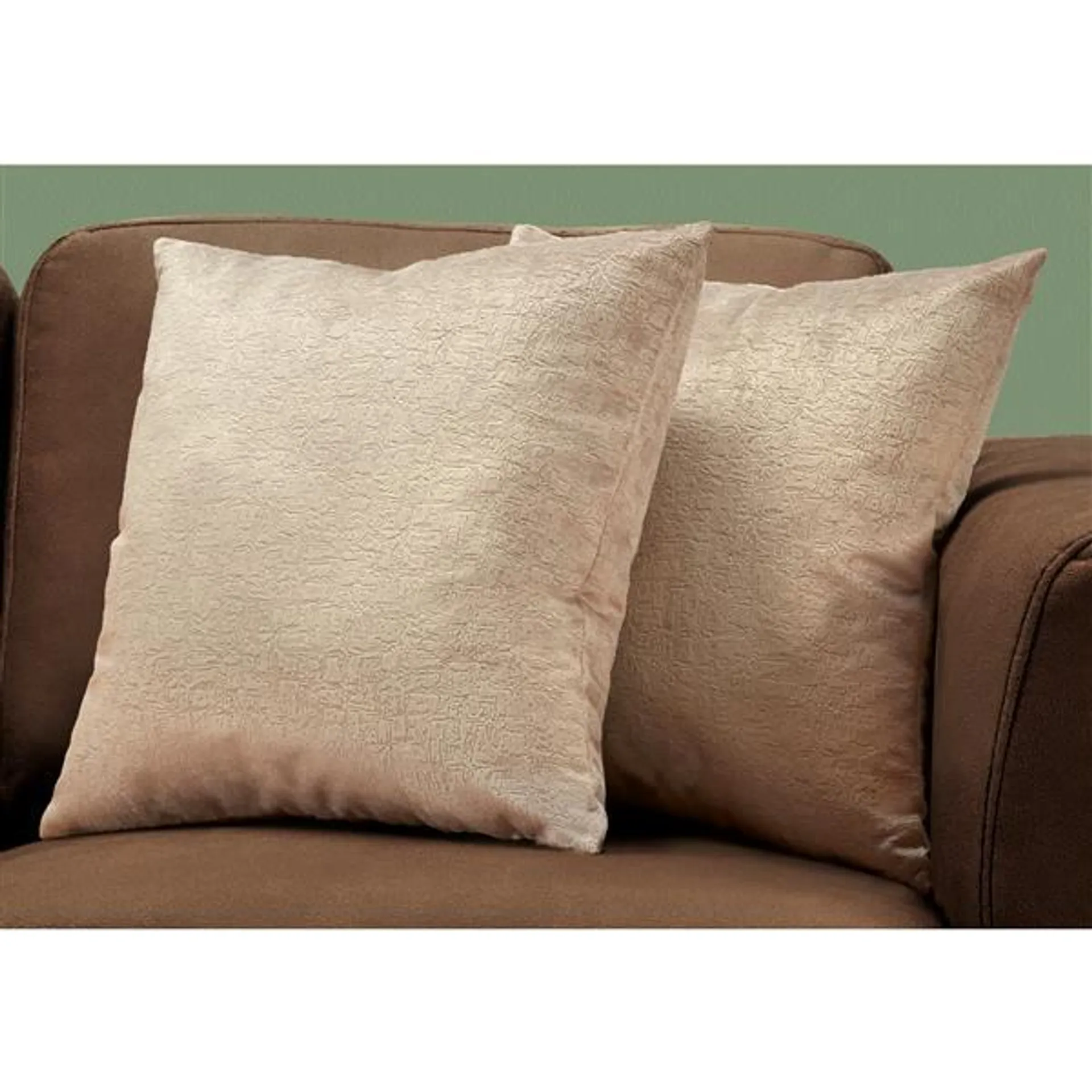 Coussin décoratif, ensemble de 2, 18 po x 18 po, brun