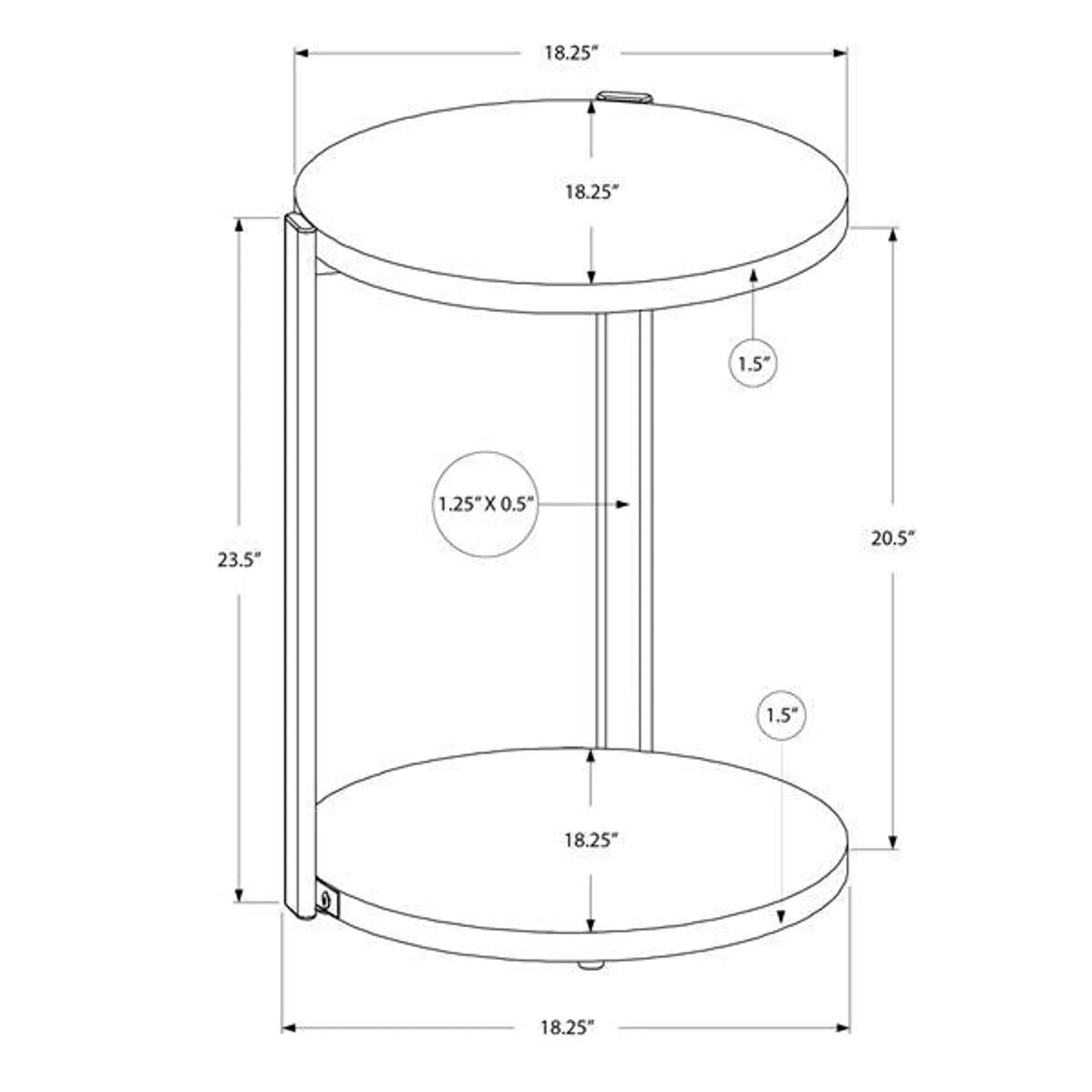 Table d'appoint, 18,25 po x 23,5 po, composite, blanc