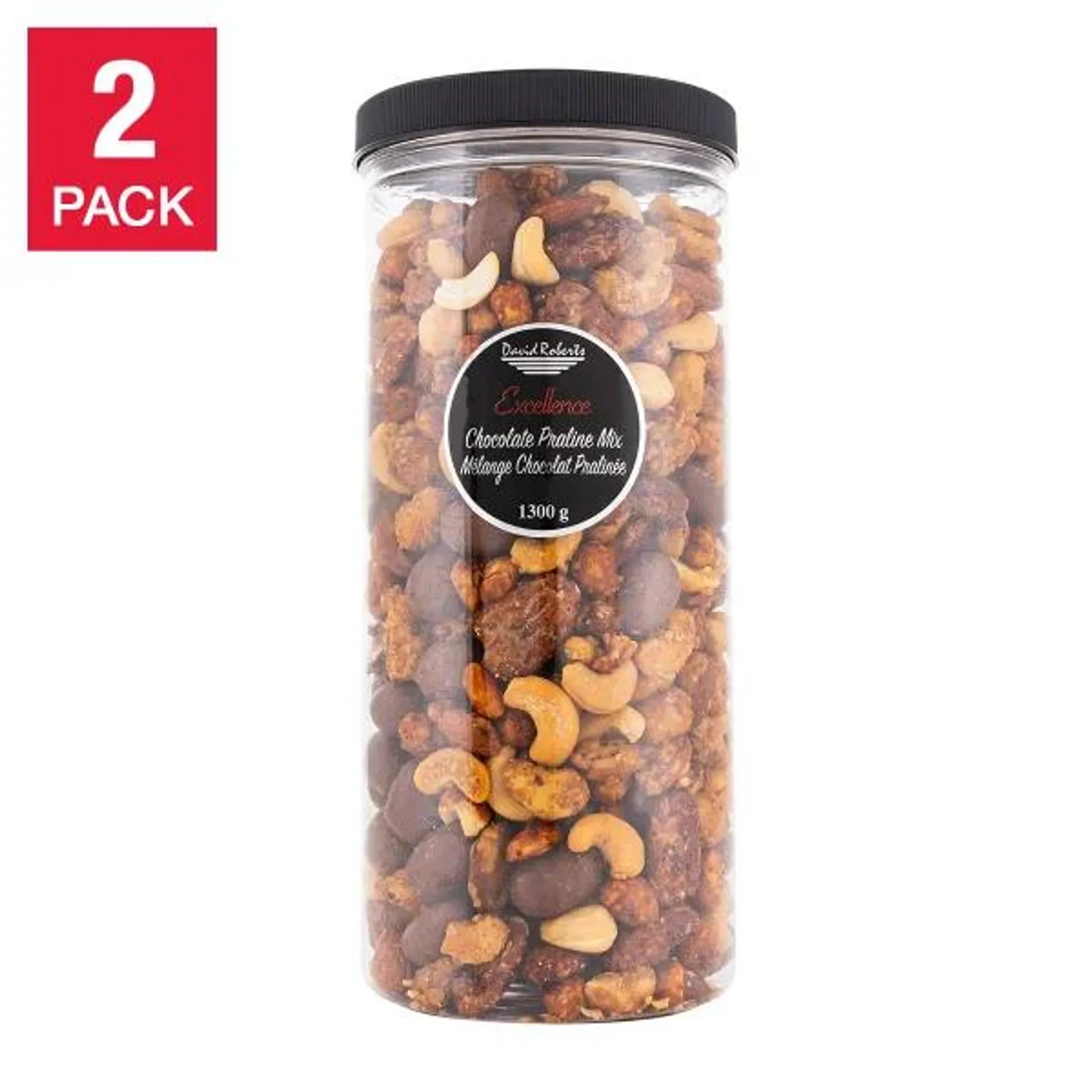 David Roberts Chocolate Praline Nut Mix, 2 × 1.3 kg