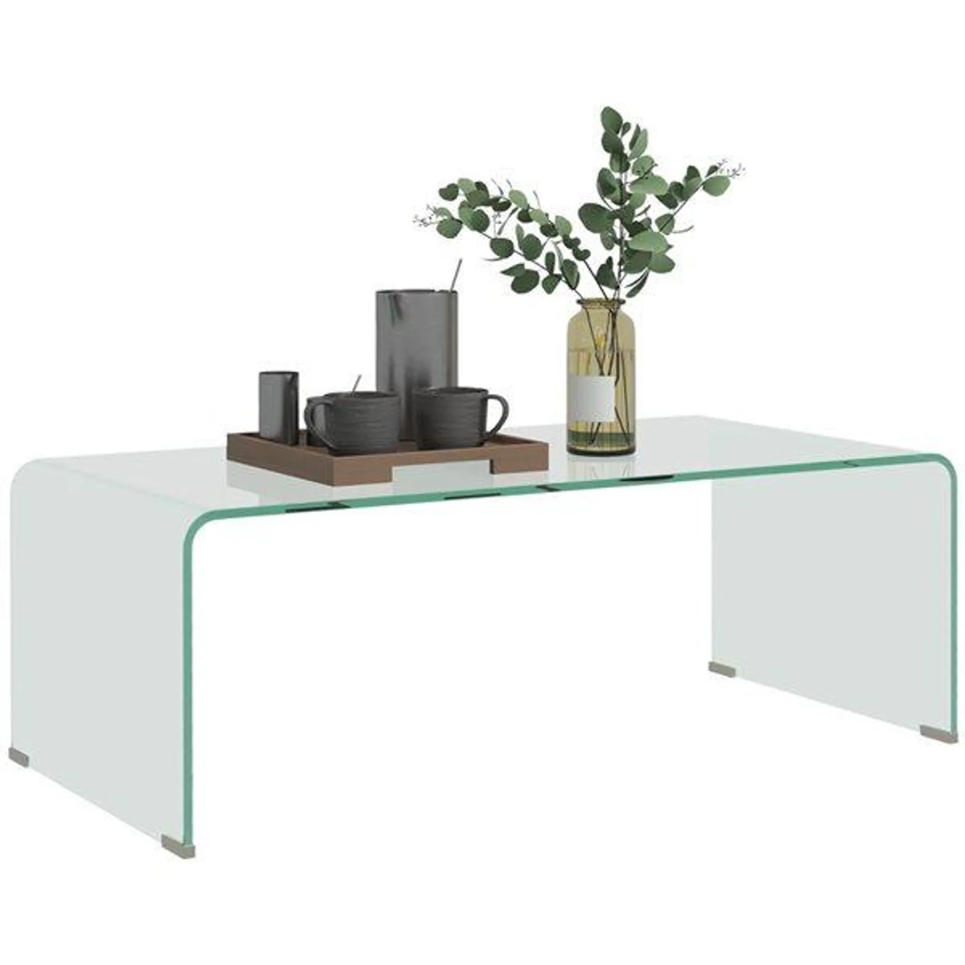 Table basse en verre HOMCOM avec rebords arrondis