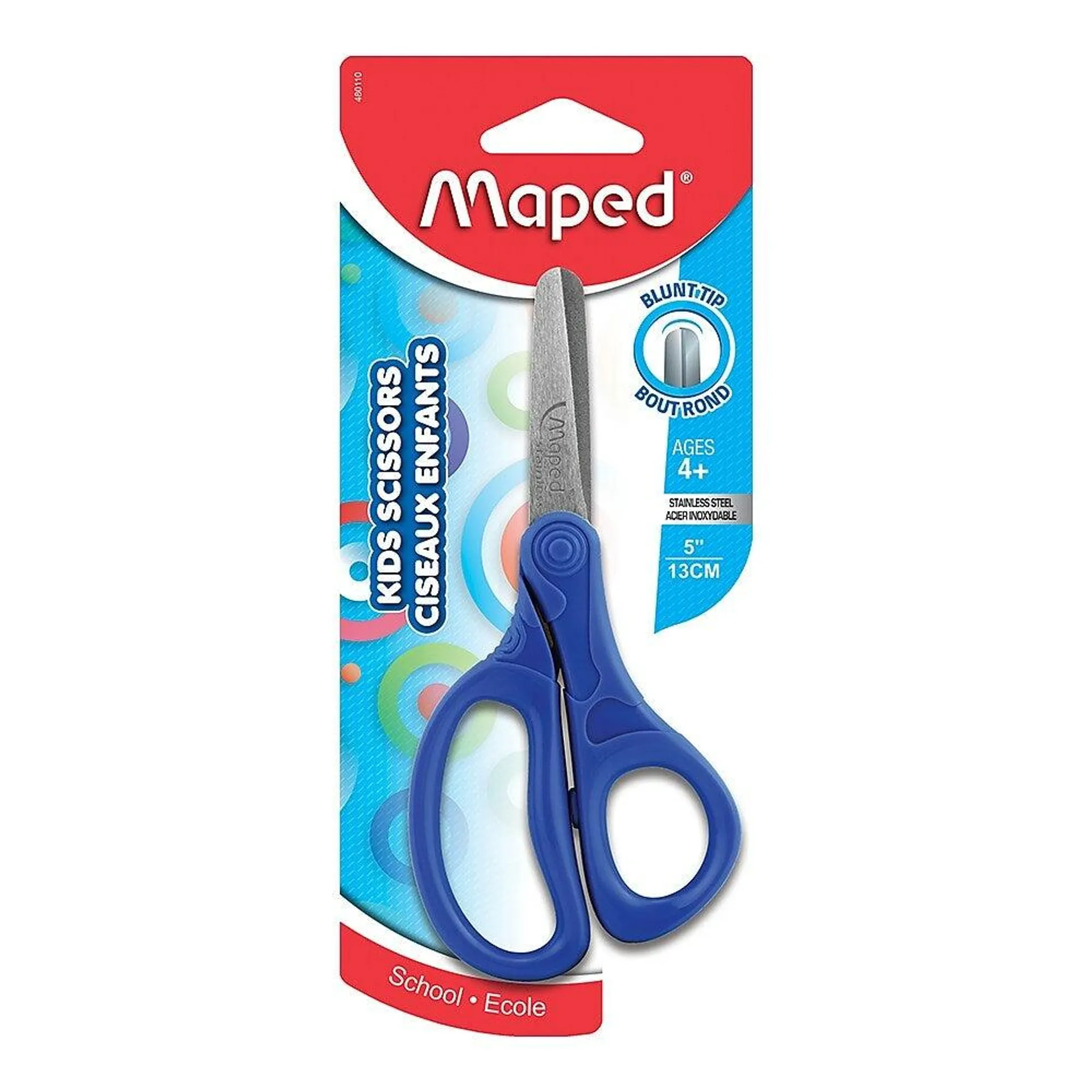 Maped Ciseaux enfants essentials, lames de 5 pouces, Bouts rond anneaux ambidextres