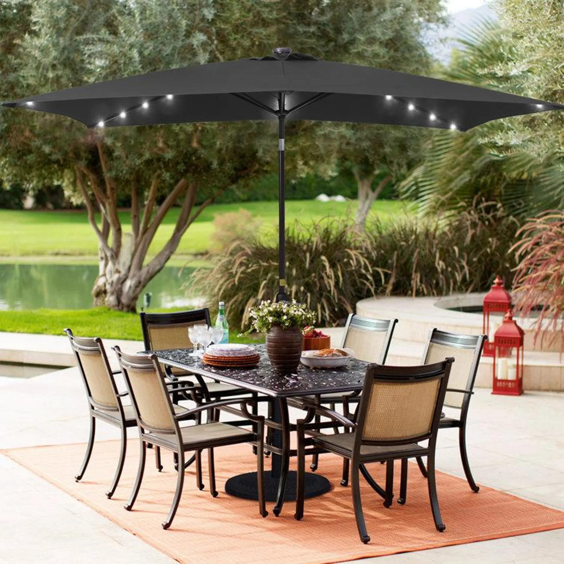 120'' x 78'' Rectangular Lighted Market Umbrella