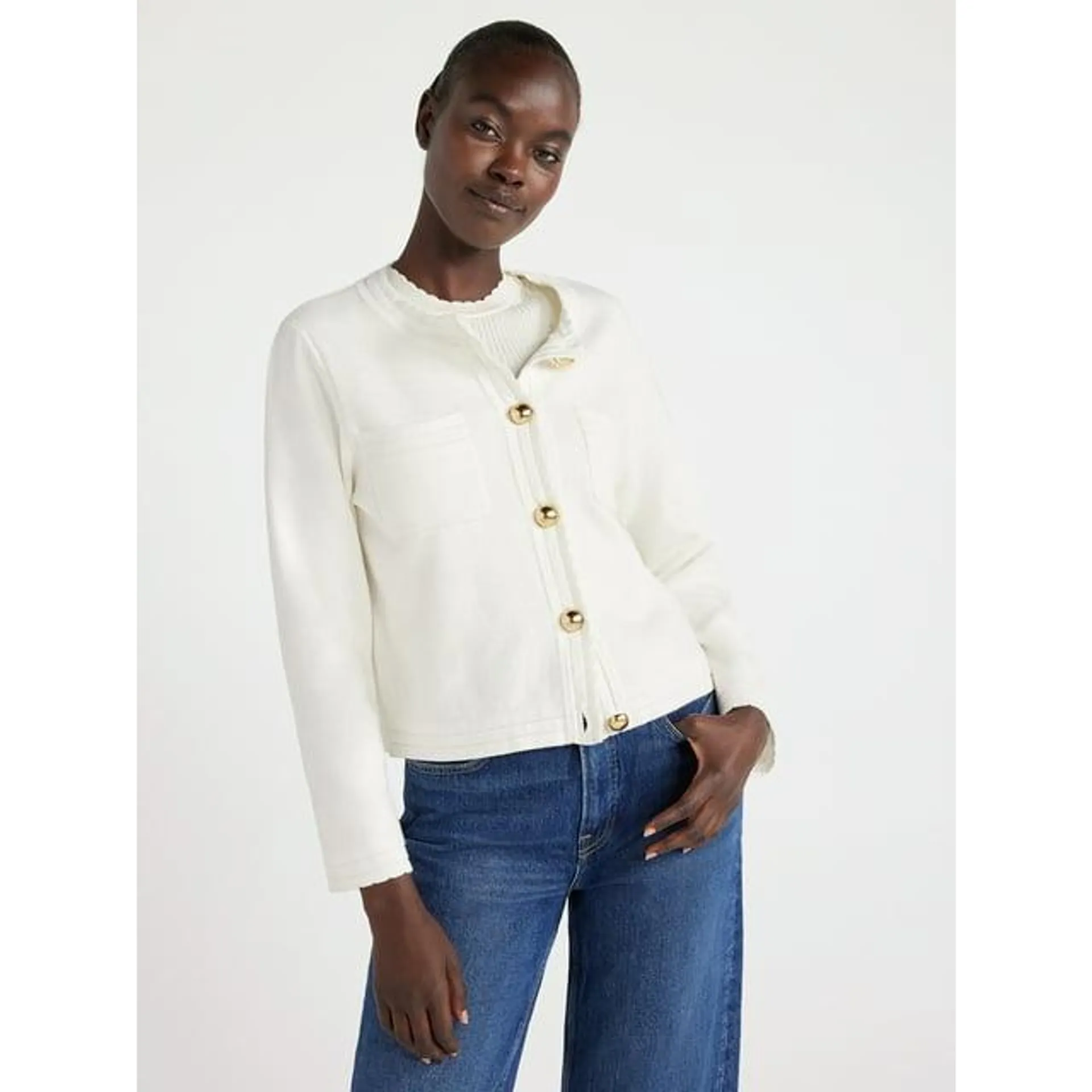 Free Assembly Women’s Long Sleeve Cardigan Sweater with Chest Pockets, Midweight, Sizes XS-XXL