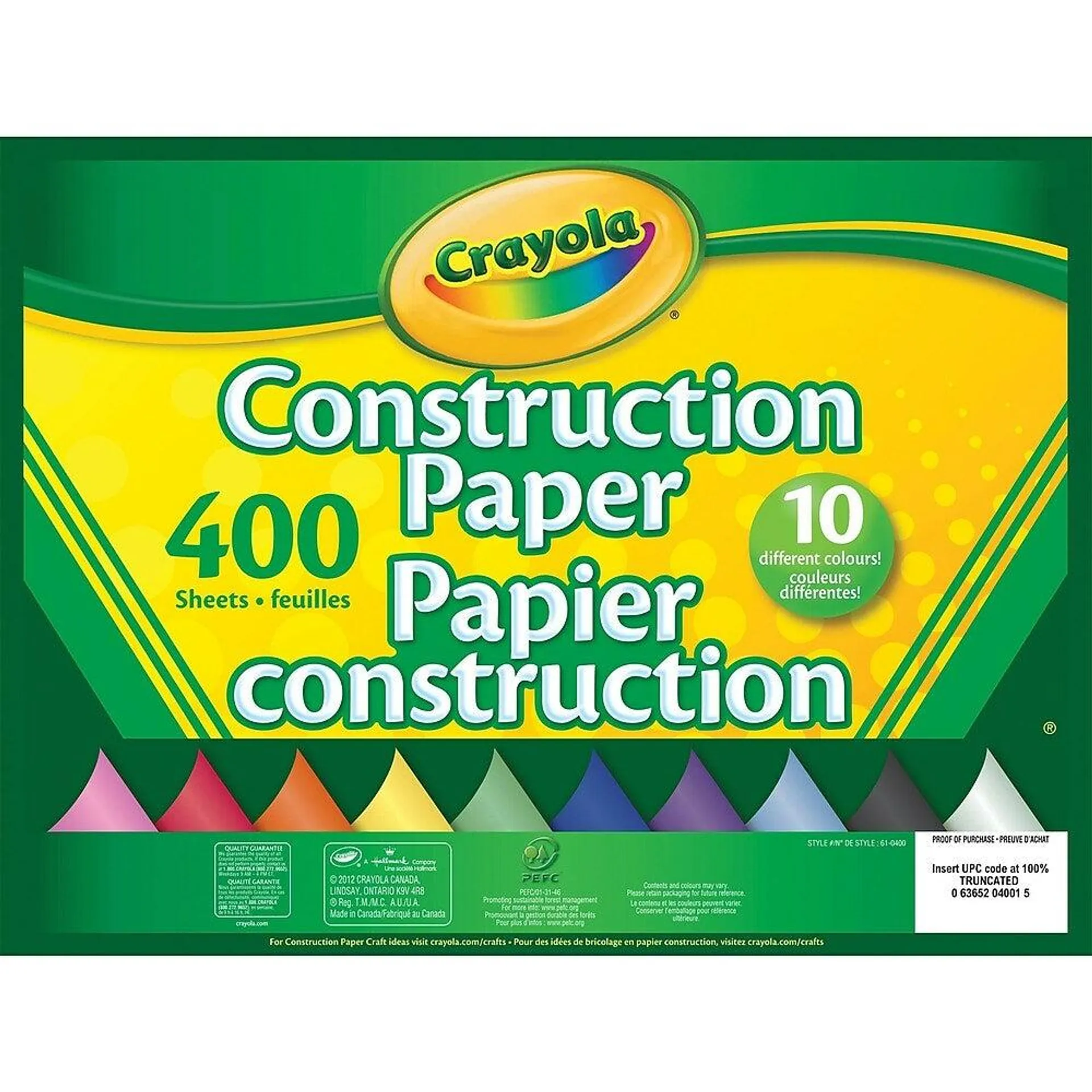 Crayola - Papier de bricolage, 10 couleurs, 400 feuilles