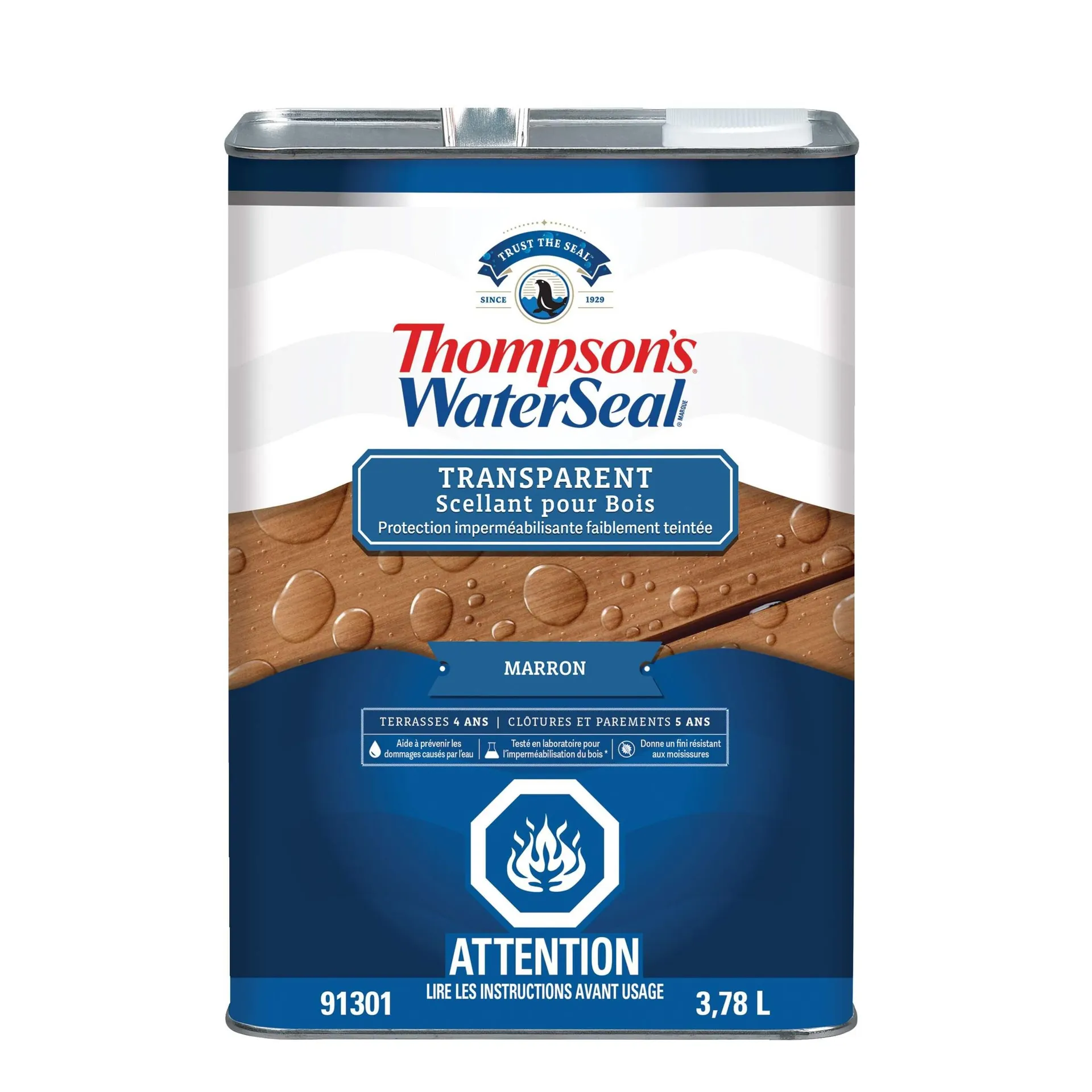 Imperméabilisant et protecteur pour le bois teint pour l'extérieur Thompson's WaterSeal, 3,78 L/1 gallon