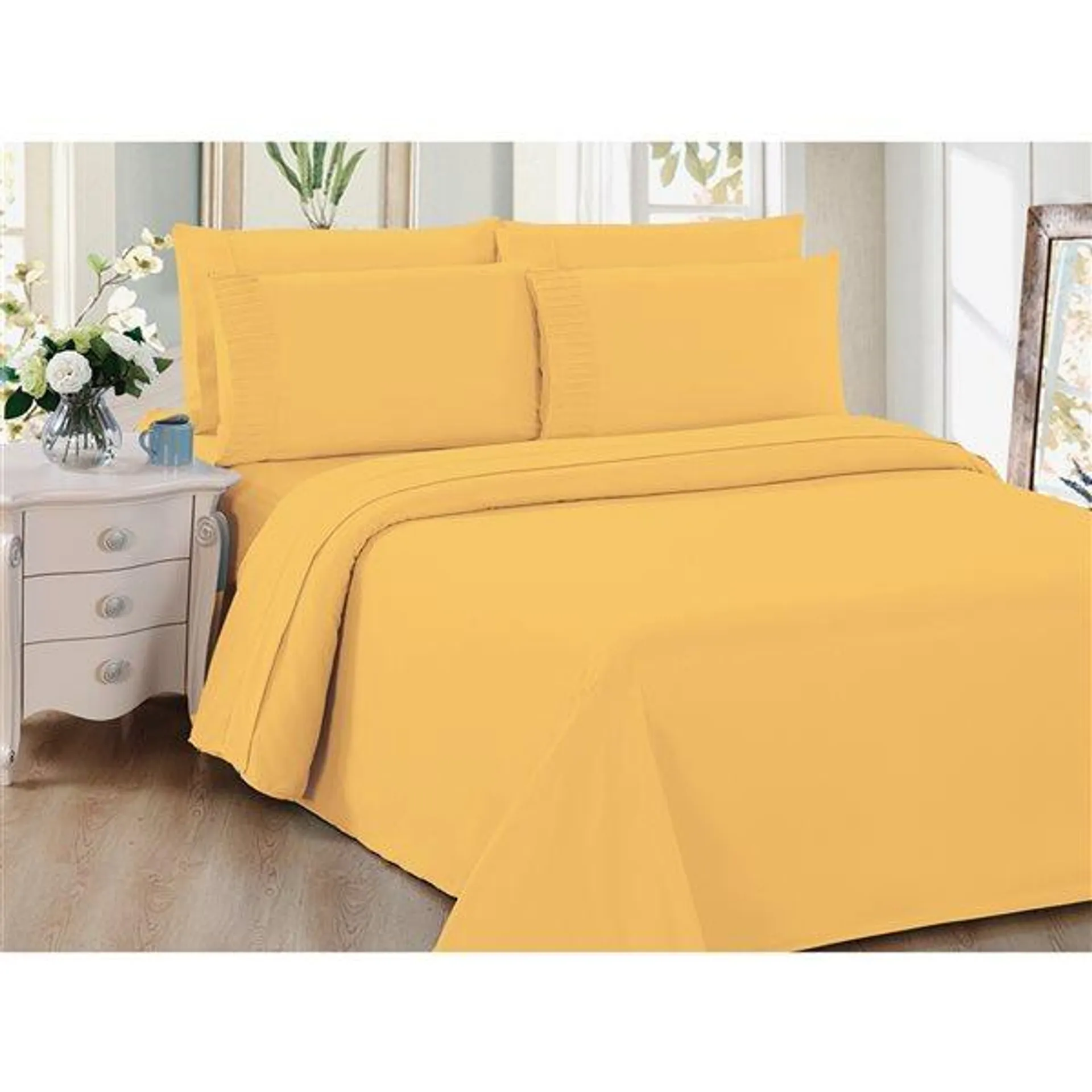 Ensemble de draps Marina Decoration pour lit double en polyester jaune, 6 mcx