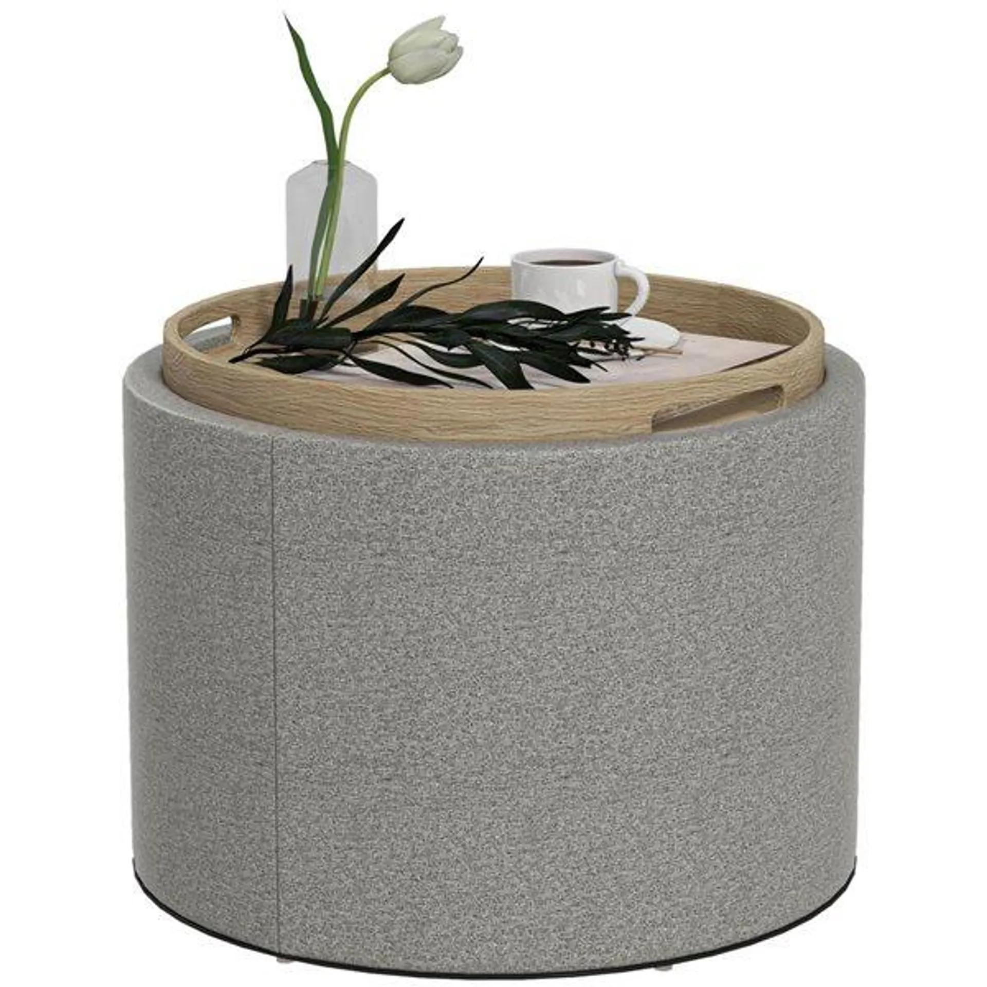 Table de salon ronde rembourrée par HOMCOM 22 diamètre x 16,5 po h. en polyester gris foncé avec plateau et rangement