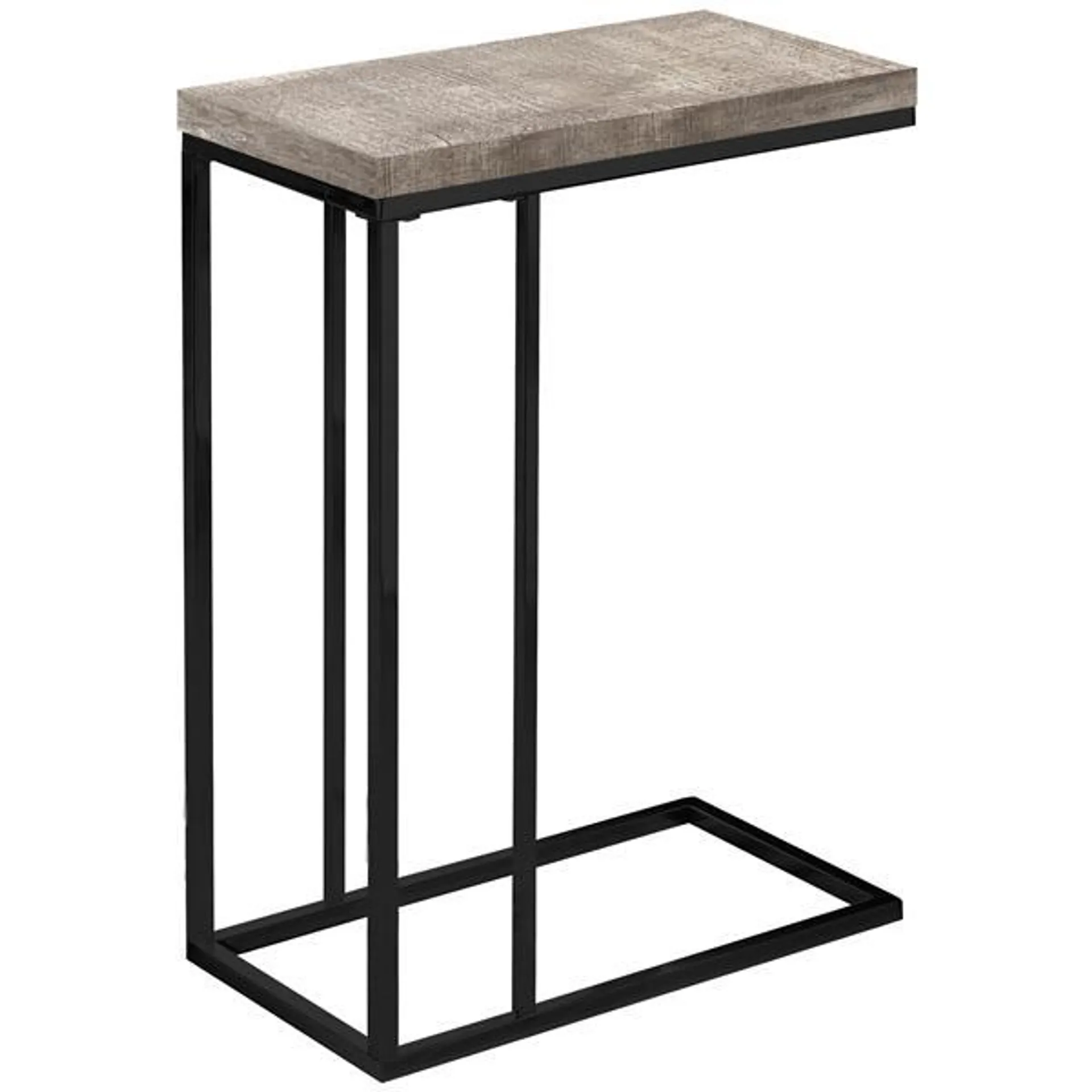 Table d'appoint, faux bois taupe et métal noir