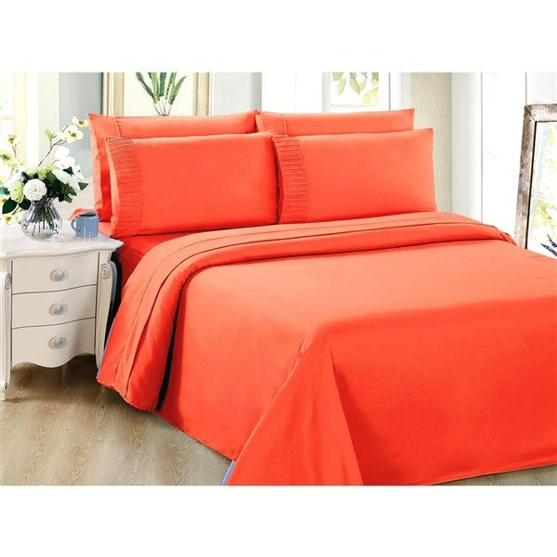 Draps Marina Decoration orange pour lit à deux places en polyester, 6 mcx