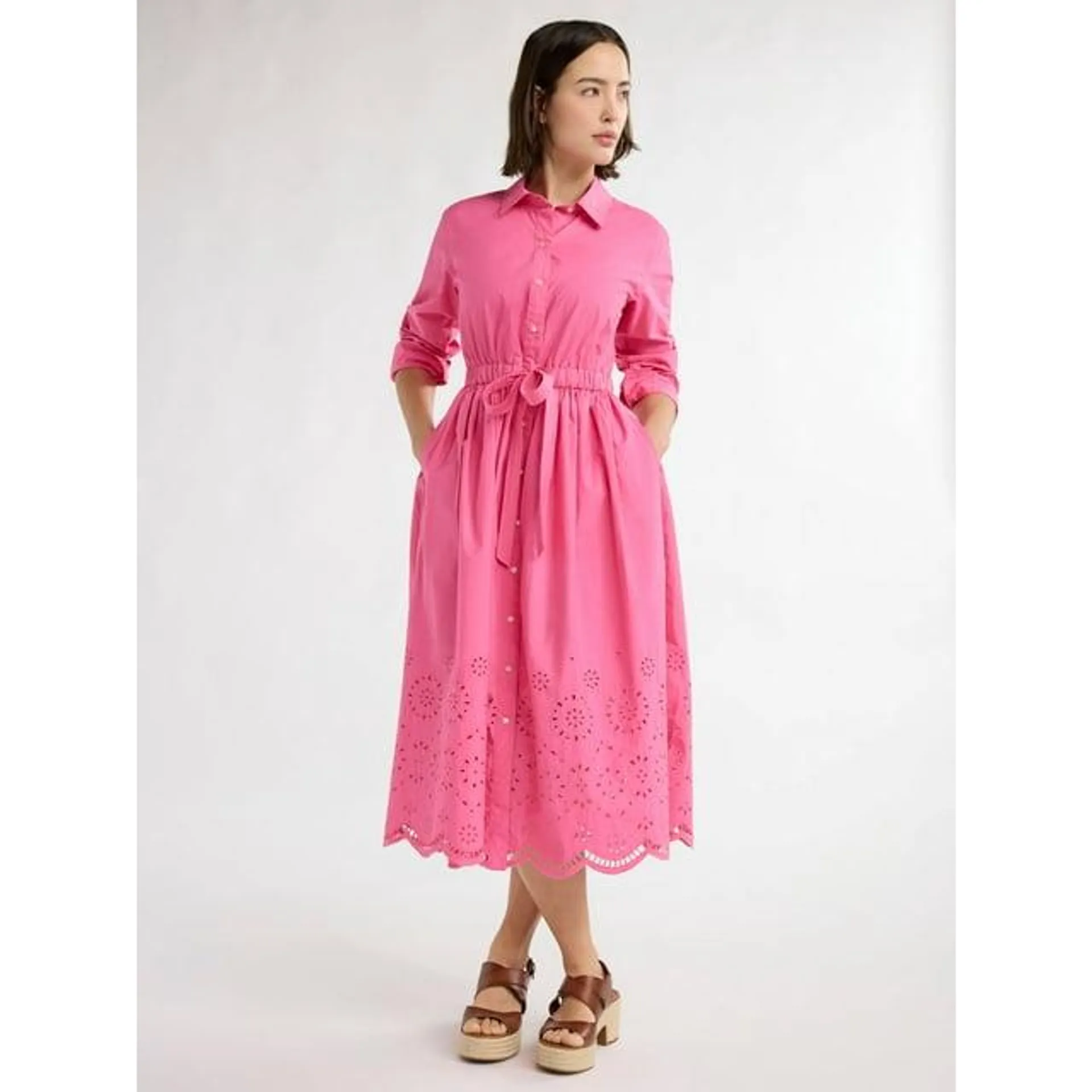 Free Assembly Women’s and Women's Plus Cotton Eyelet Maxi Shirtdress, Sizes XS-4X