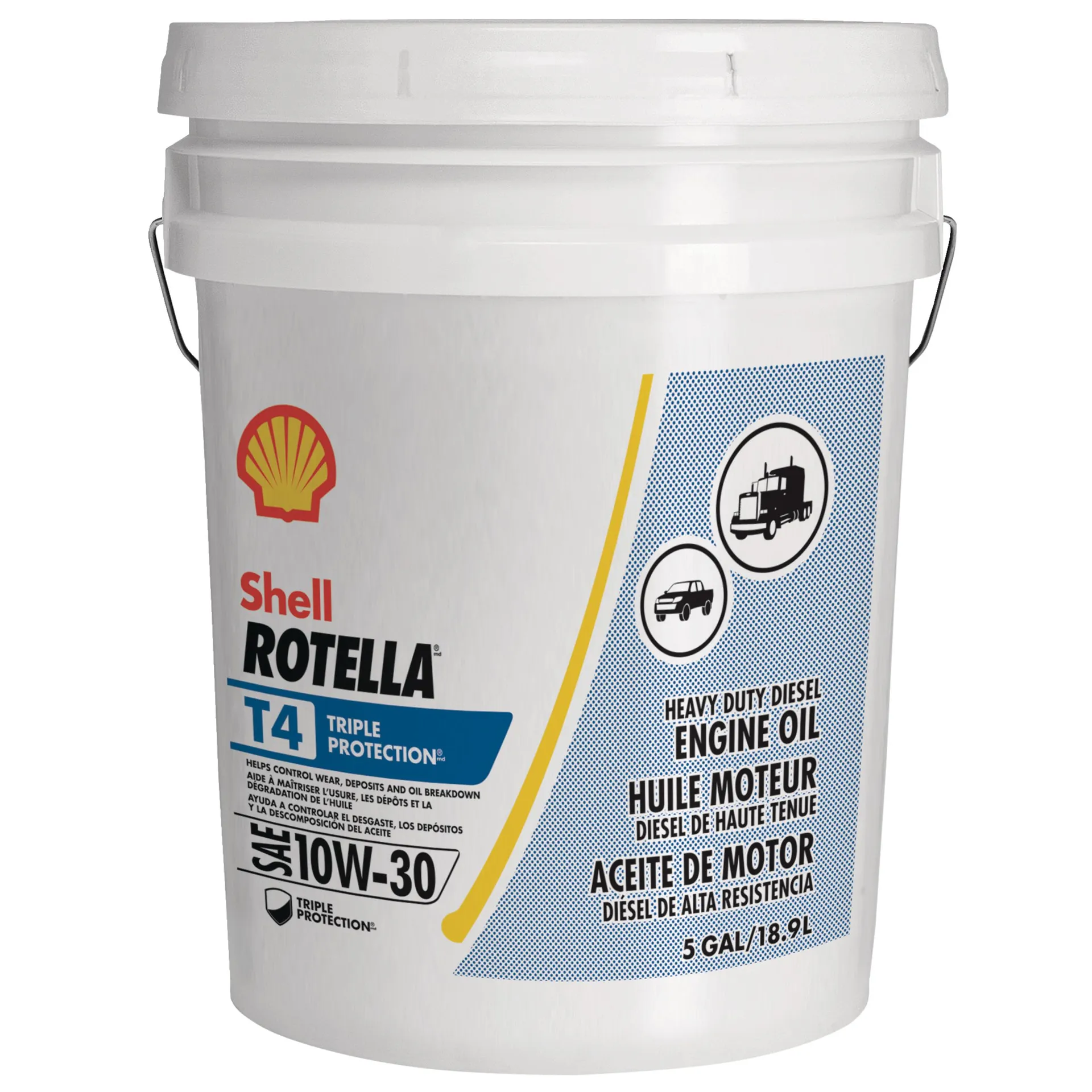 Huile à moteur diesel Shell Rotella T4 10W30, 18,9 L