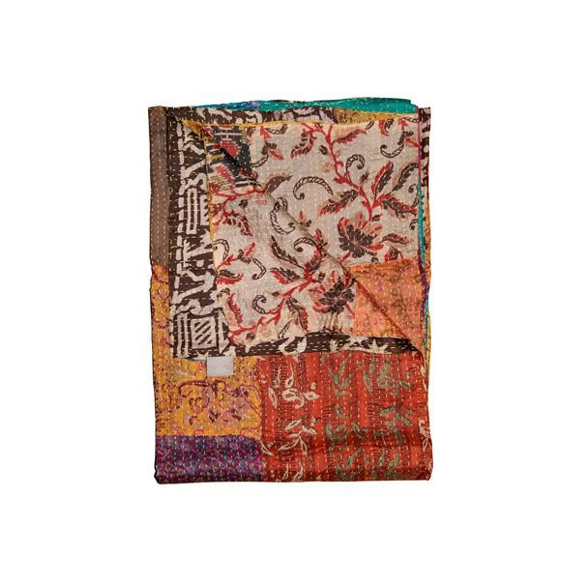 Jeté en soie Kantha, 50 pox 70 po, multicolore