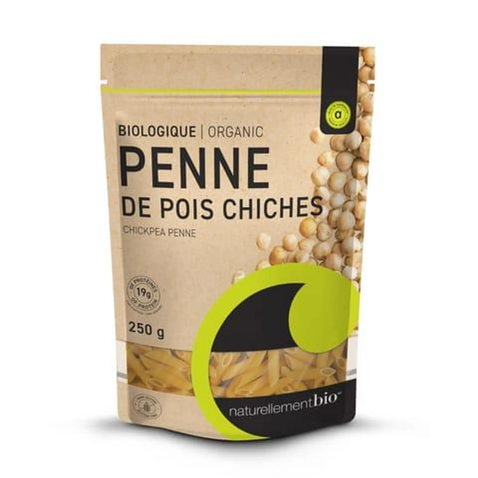 Pâtes penne de pois chiches biologiques