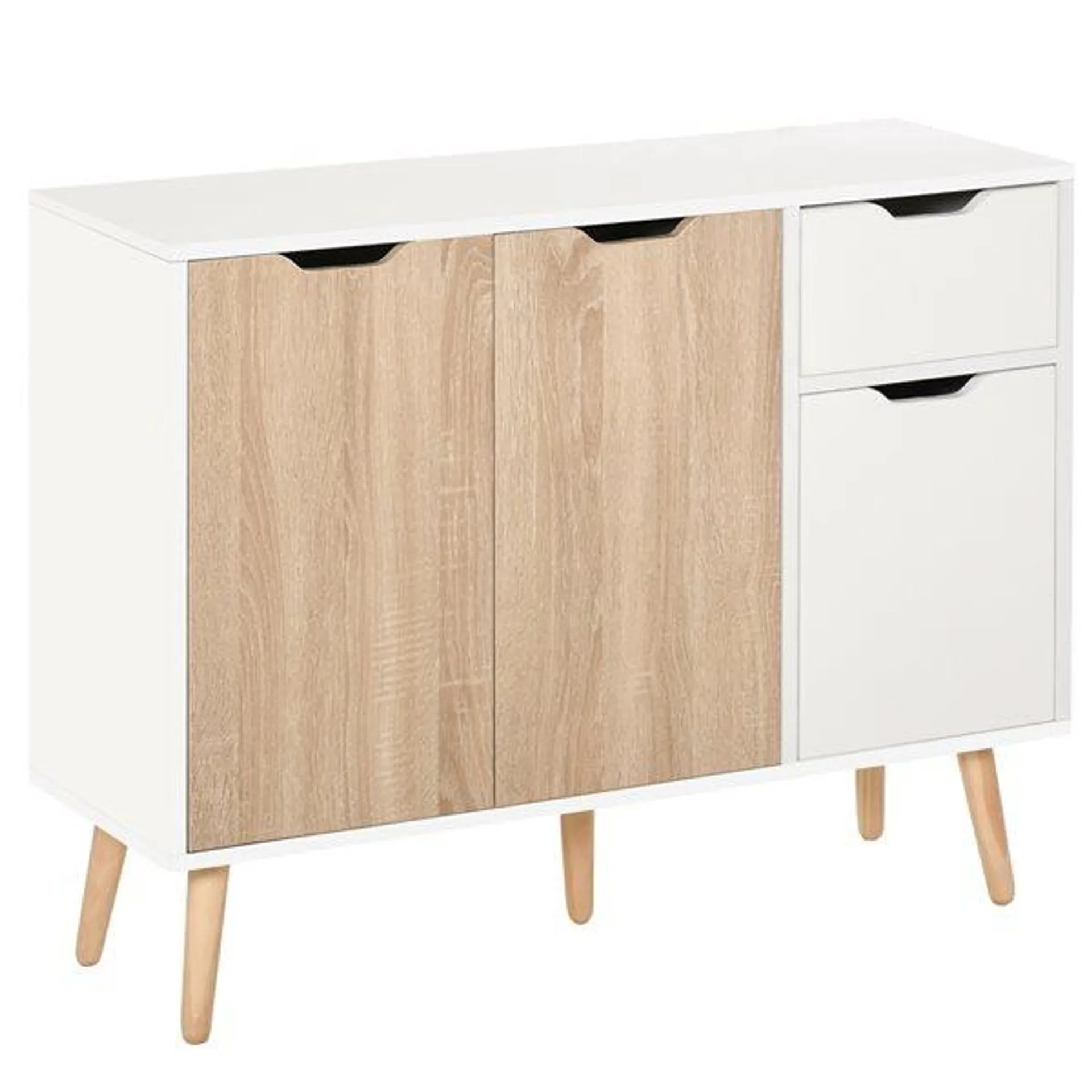 Crédence HOMCOM en composite blanc et bois naturel de 28 po