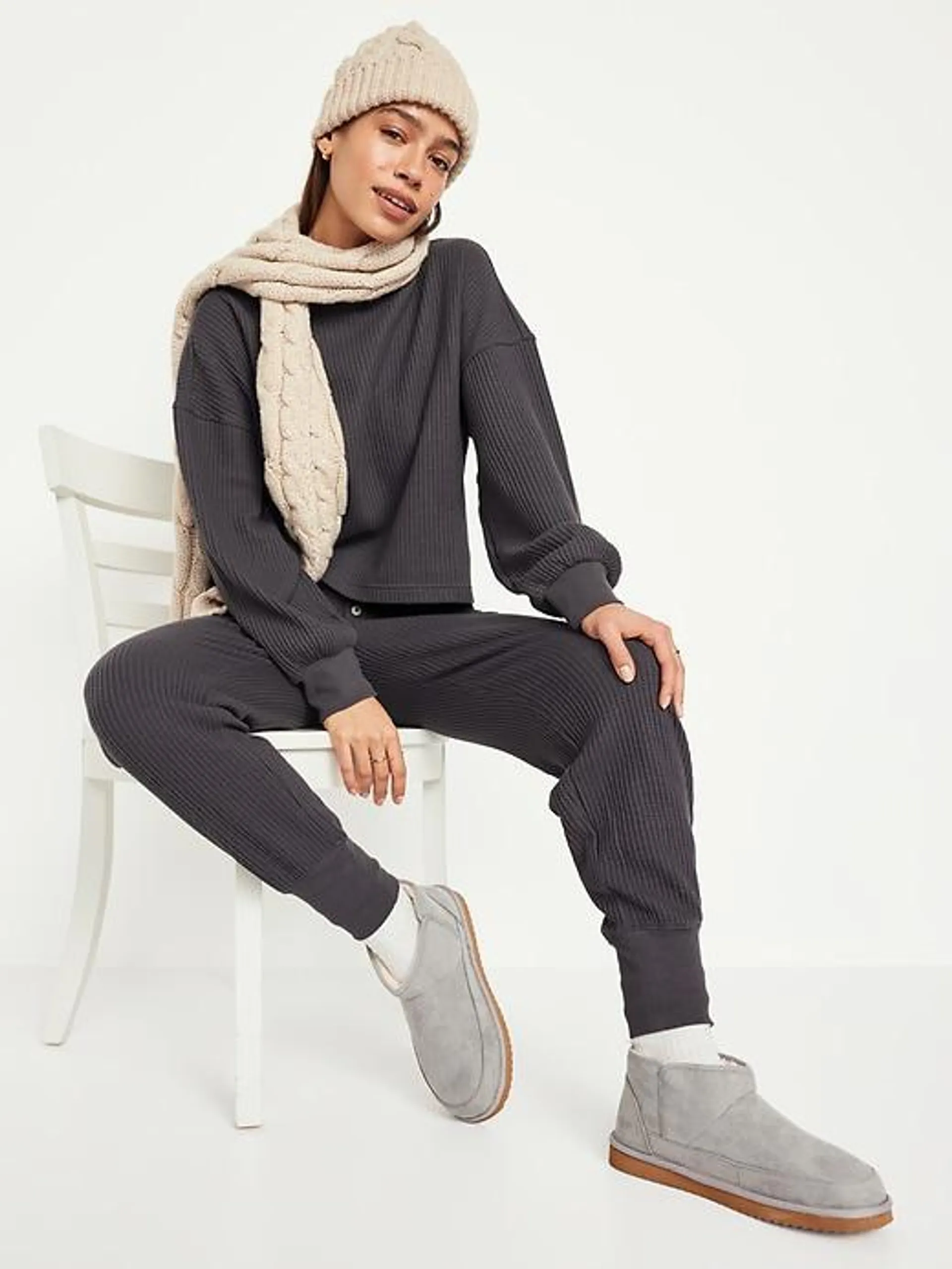 Faux Suede Sherpa-Lined Slippers