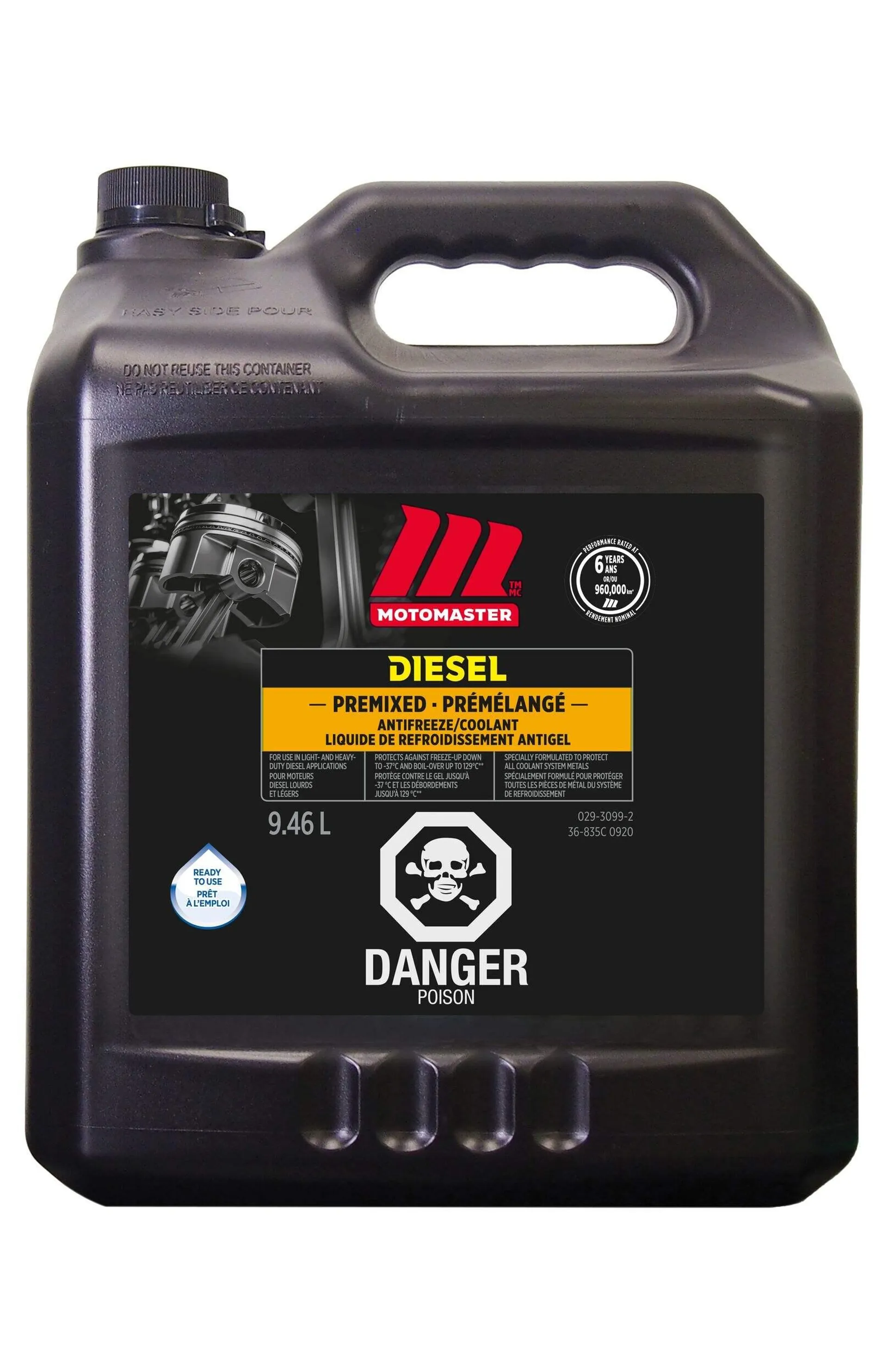 Liquide de refroidissement antigel prémélangé à durée prolongée MotoMaster Global, 9,46 L