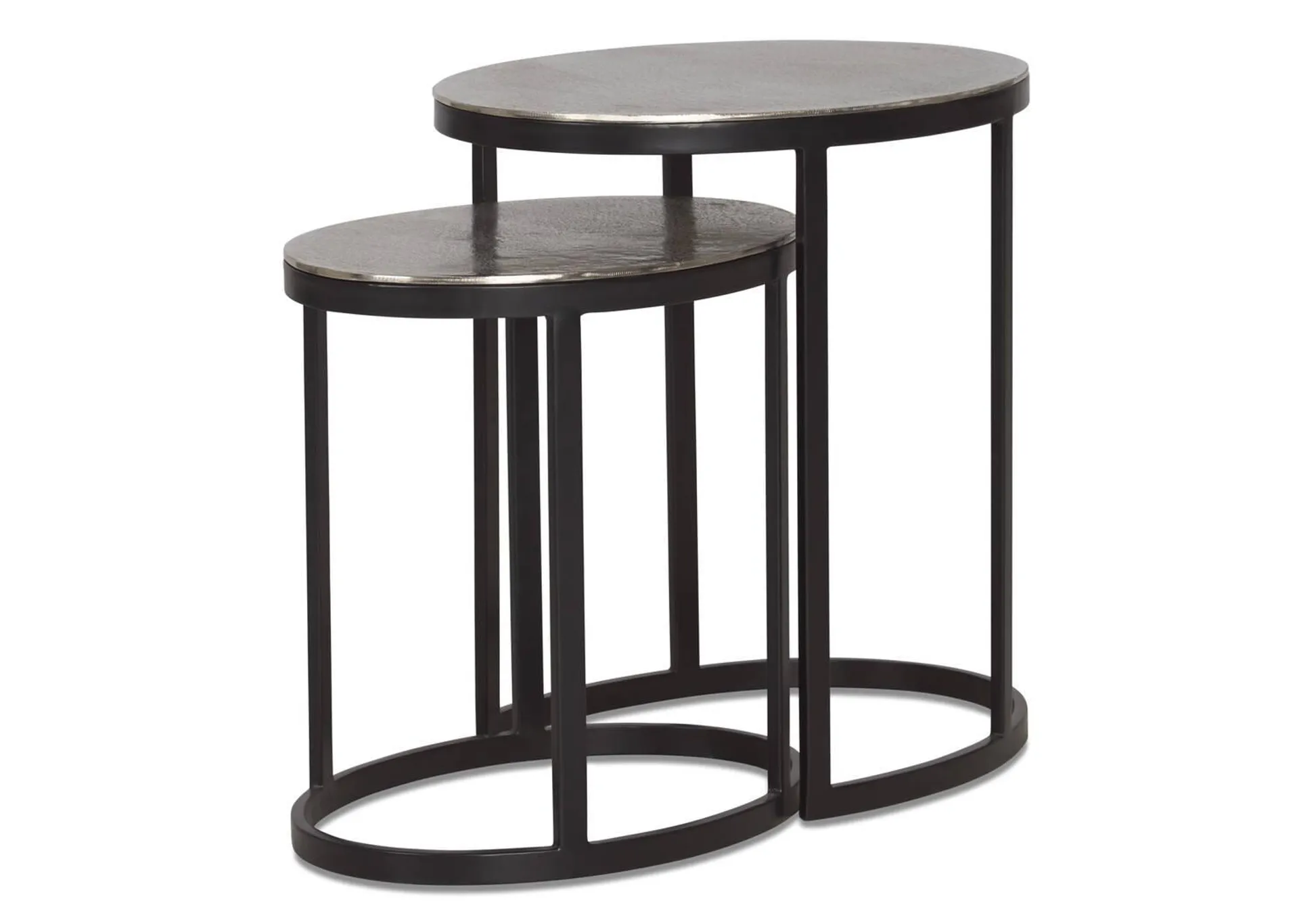 Tables gigognes Marley en métal recyclé -nickel brut