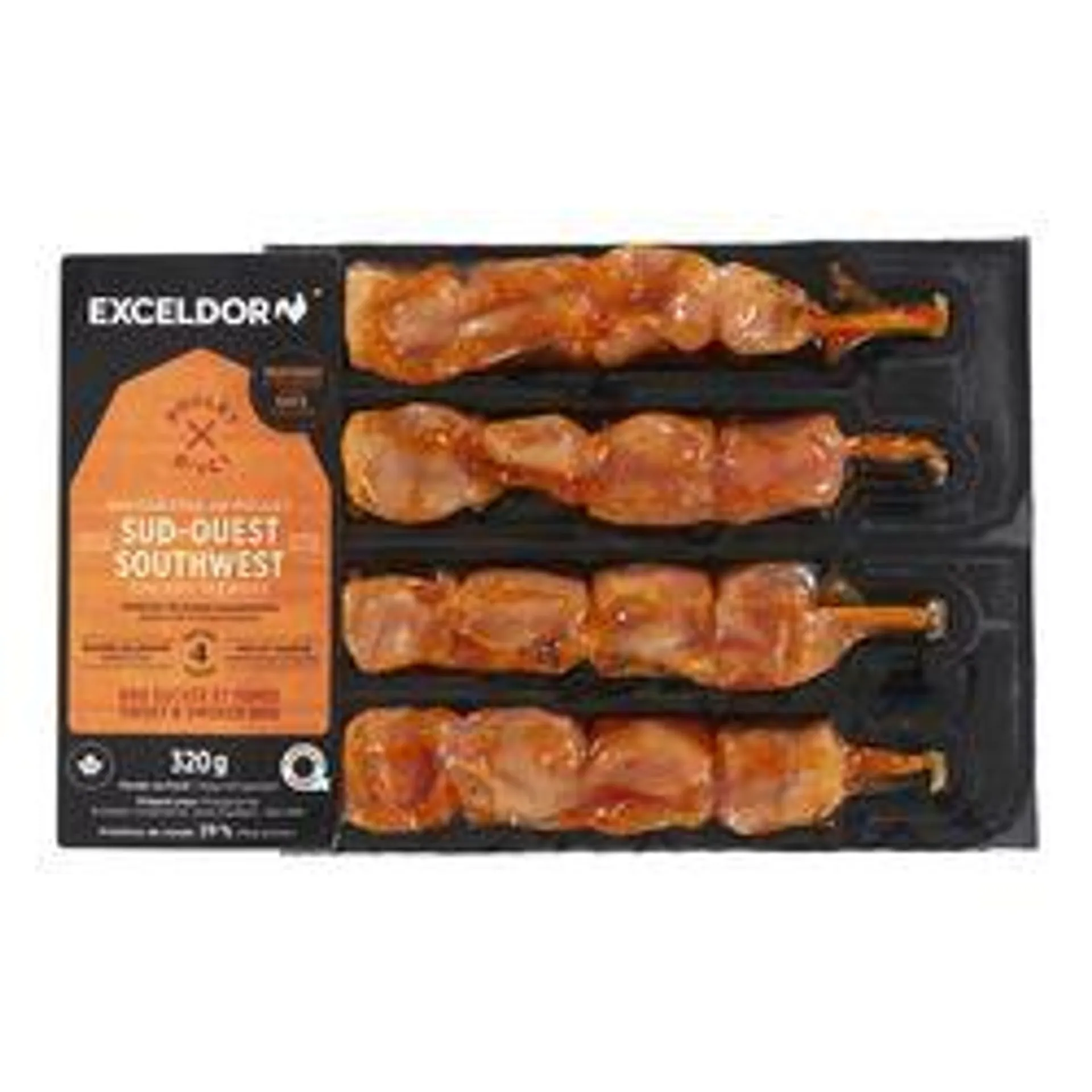 Exceldor Sweet and Smoked South-West BBQ Chicken Breast Kabobs 320 g