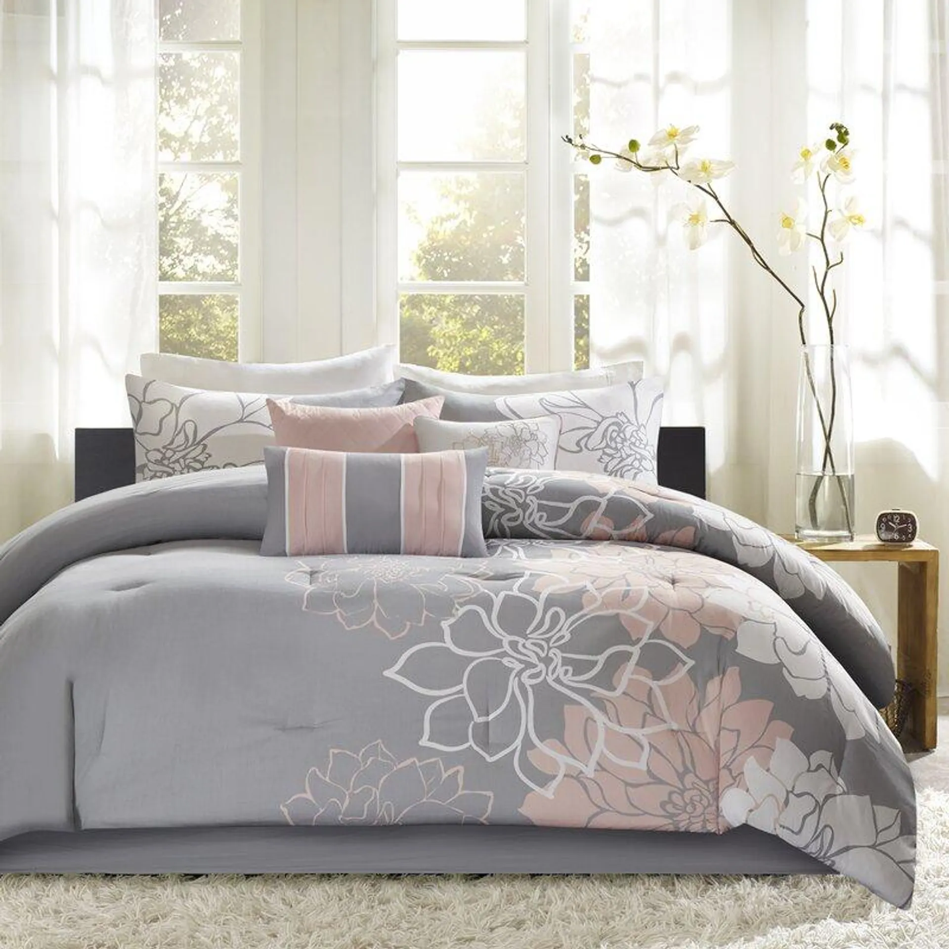 Lola 7 Piece Floral Cotton Comforter Set