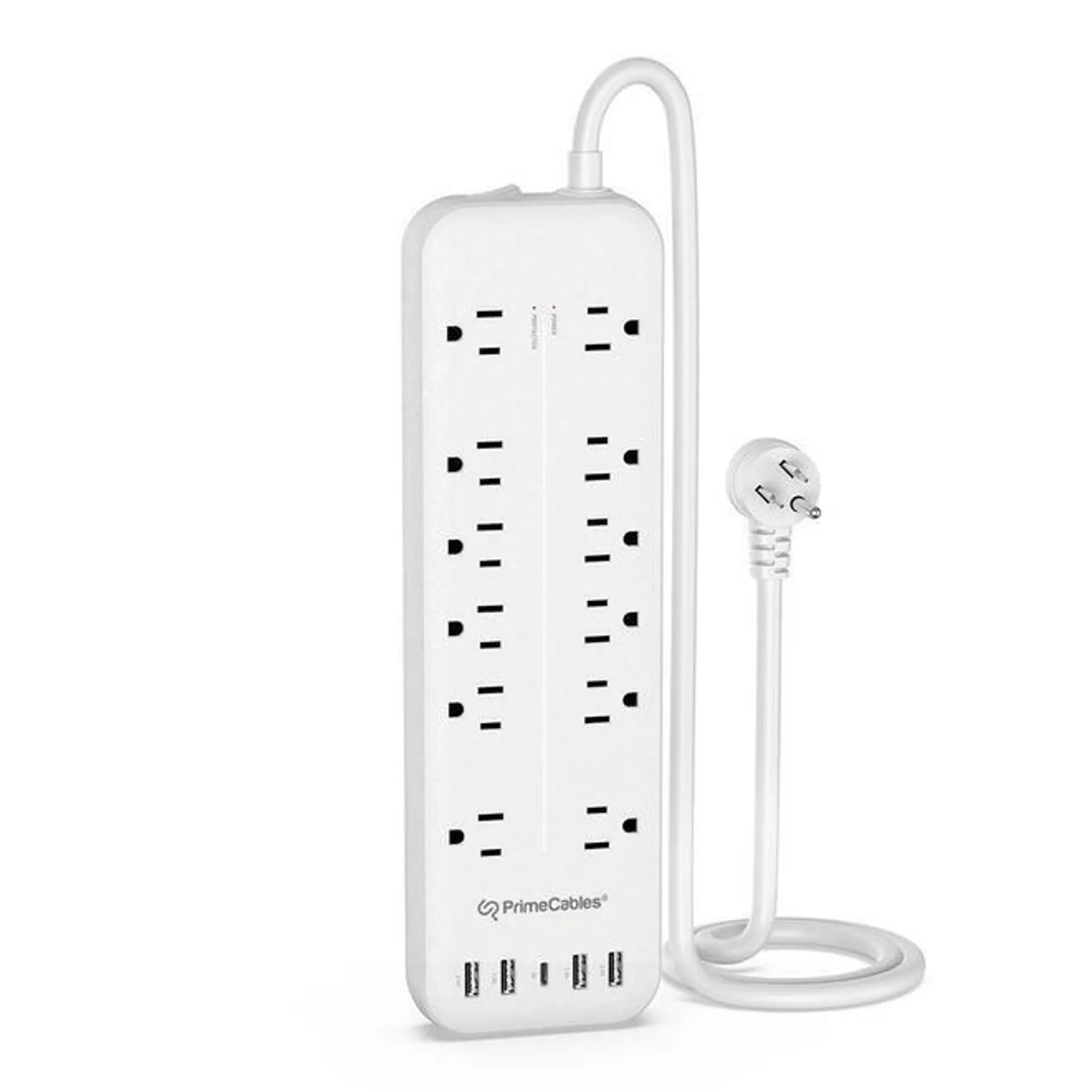 Surge Protector Power Strip with 12 Outlets, 4 USB Ports & 1 Type-C Port, 1728J - PrimeCables®