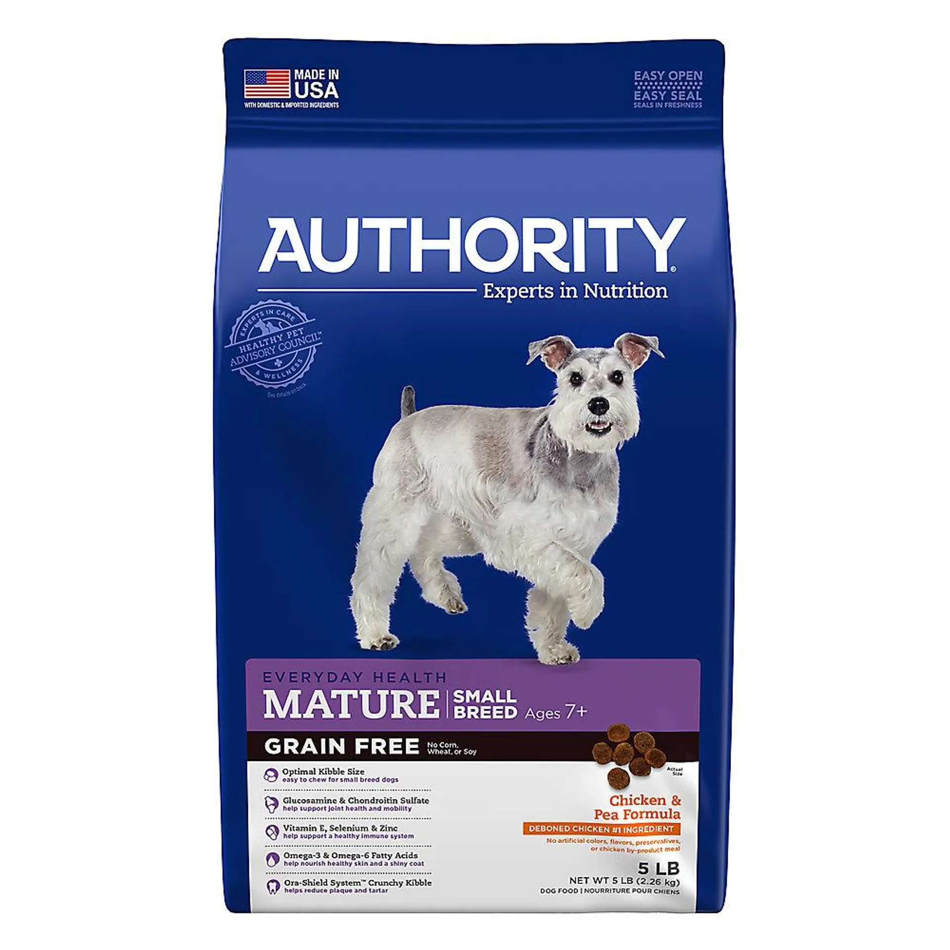 Authority® Small Breed Mature Adult Dog Food - Grain Free , Chicken & Pea