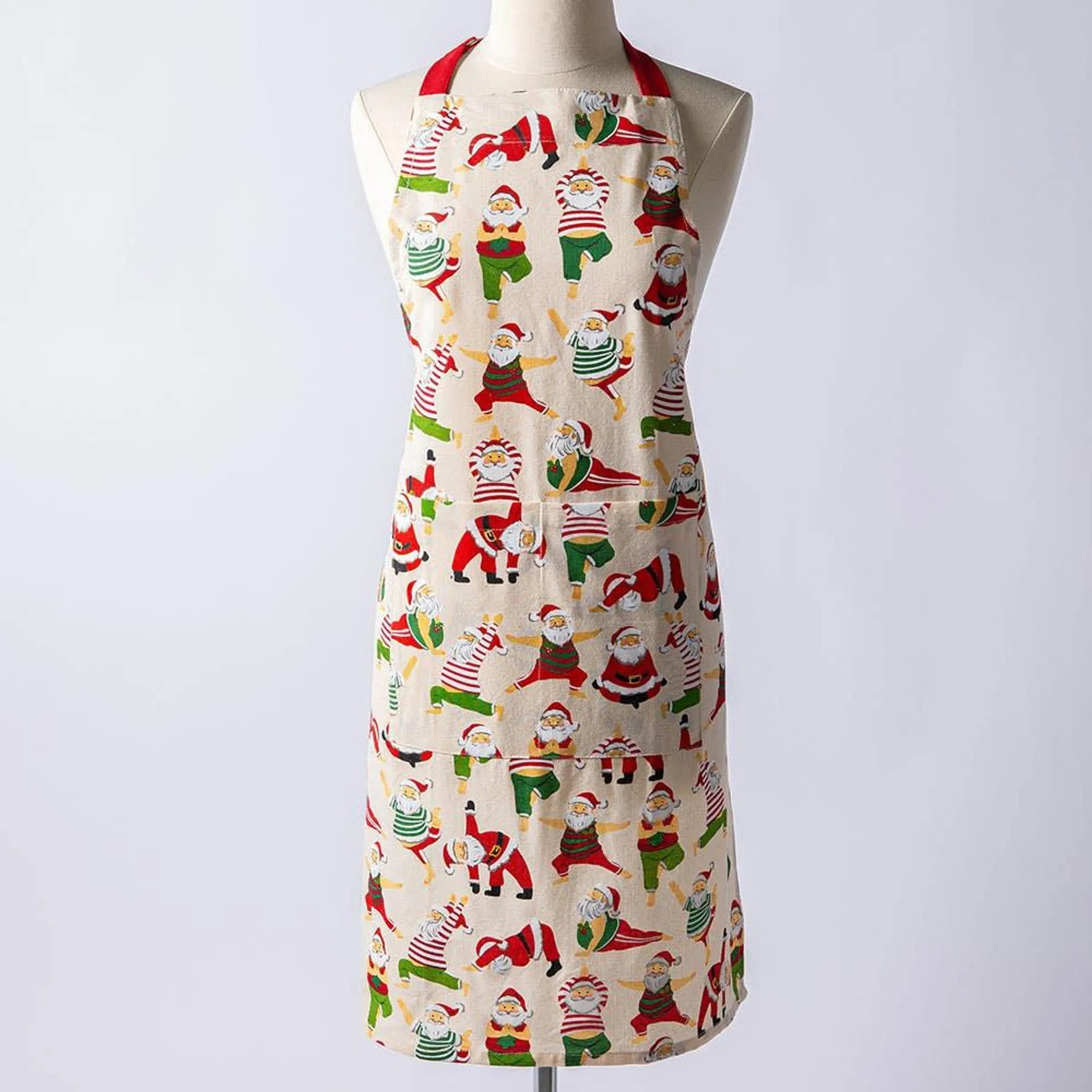 Harman Christmas 'Yoga Santa' Cotton Apron (Multi Colour)