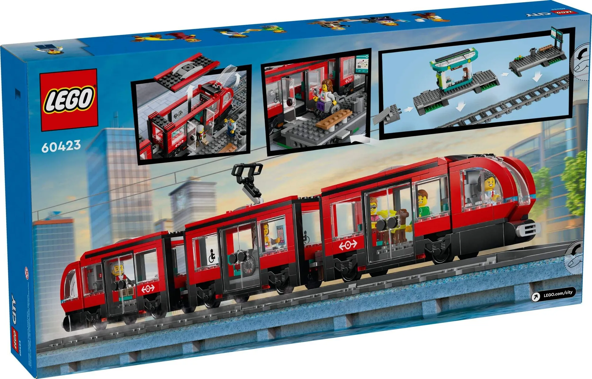 LEGO® City Downtown Streetcar and Station Toy Train Set, Ages 7+, 811 Pieces (60423)