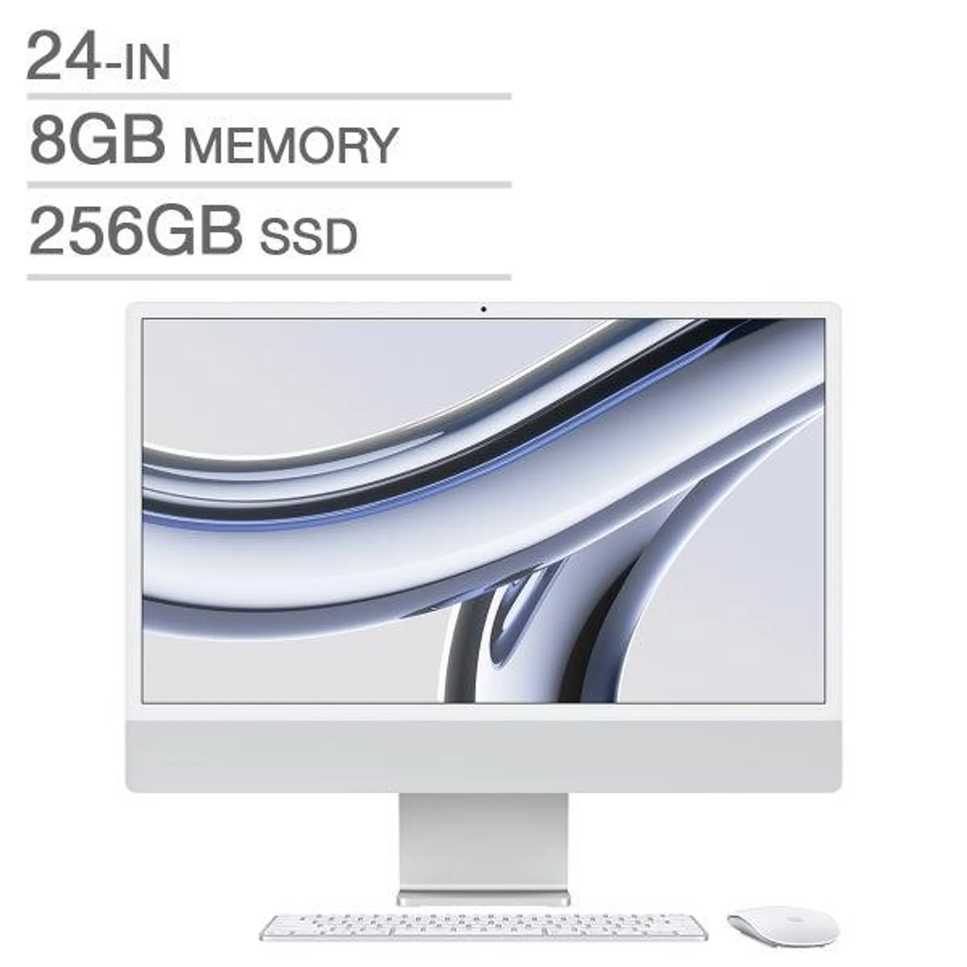 Apple 24 in. iMac, Apple M3 Chip, 8 GB RAM, 256 GB SSD, Silver