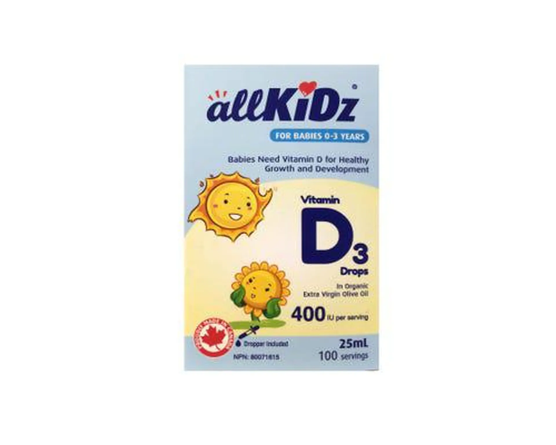 Allkidz Naturals Vitamin D3 Drops 25mL