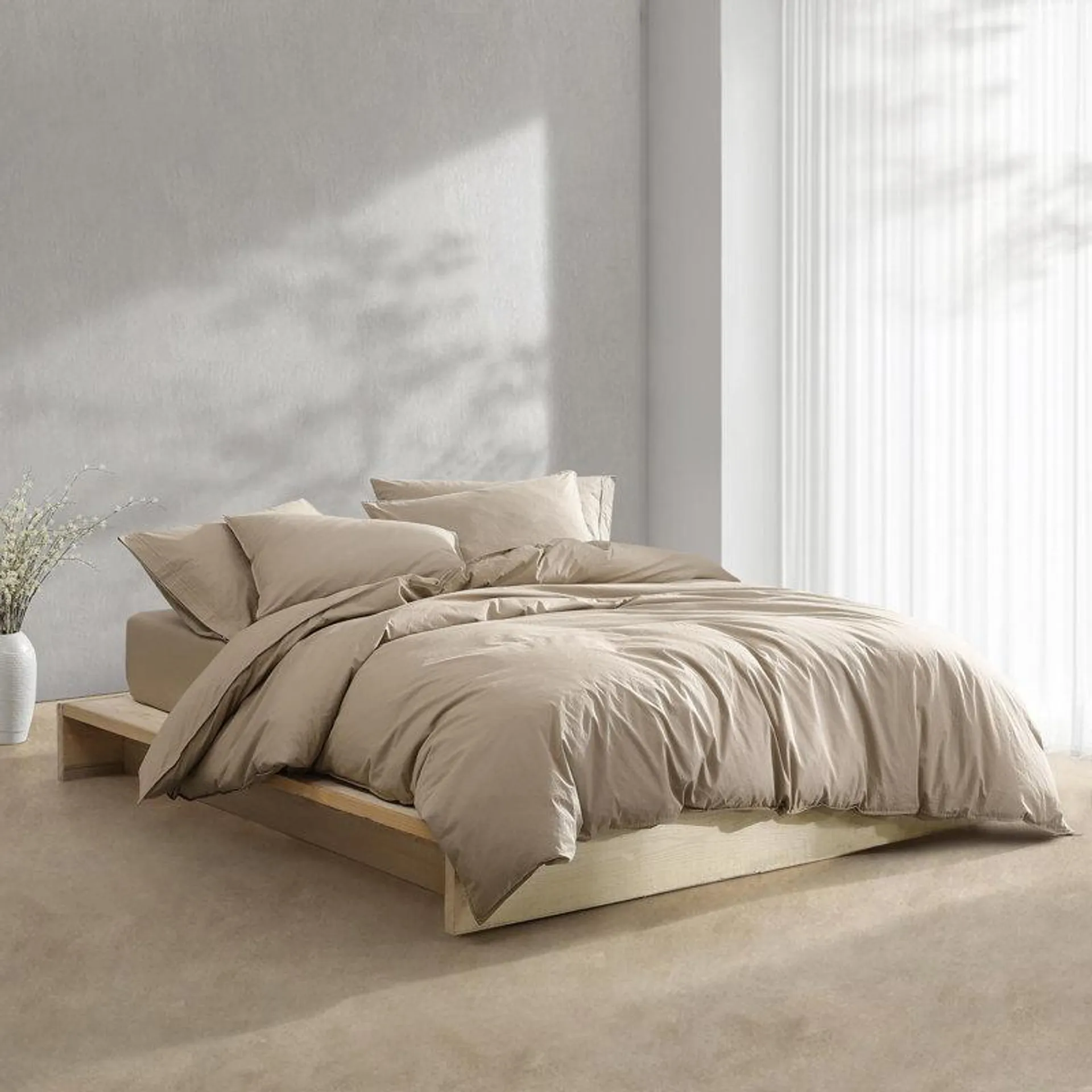 Calvin Klein Washed Percale Cotton Solid Comforter Set