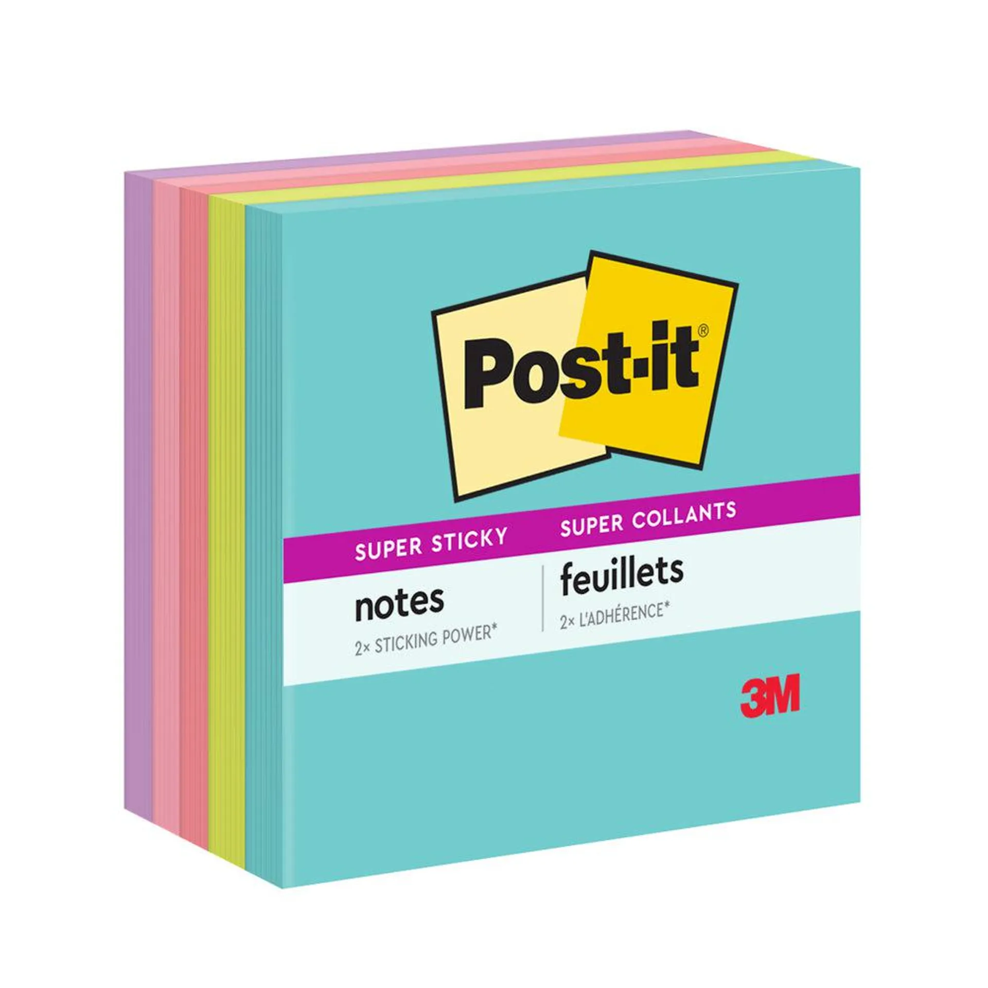 Post-it Super Sticky Notes - Supernova Neons Collection - 3" x 3" - 5 Pack