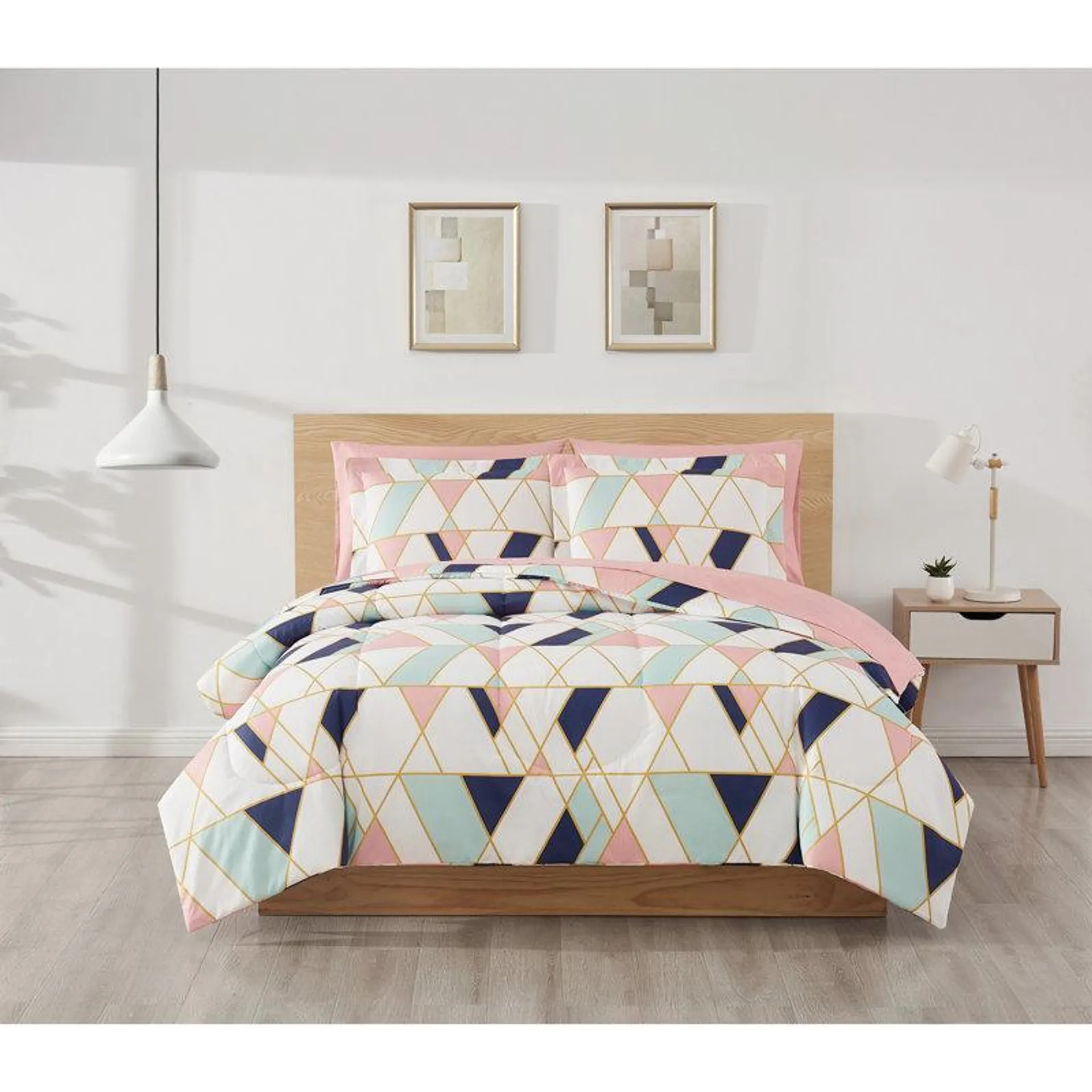 Glam Box Stitch Geometric Shapes Comforter Set