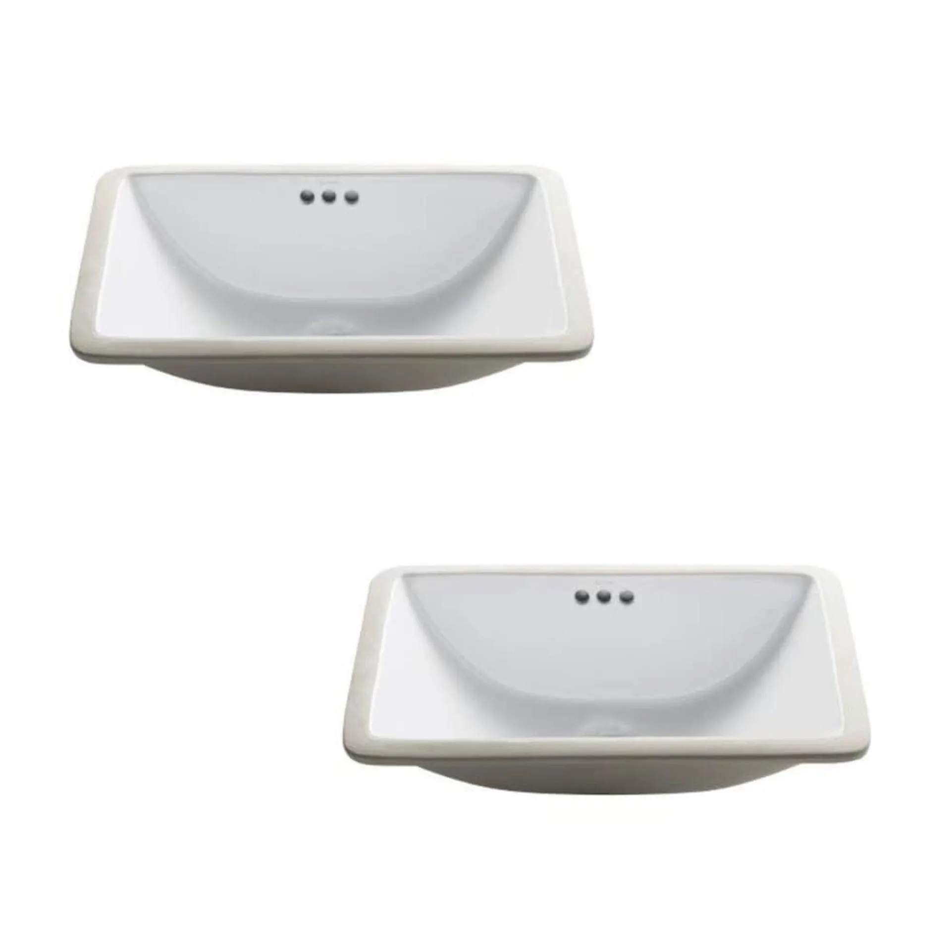 21-inch Rectangular Undermount White Bathroom Sink with Overflow (2-Pack)