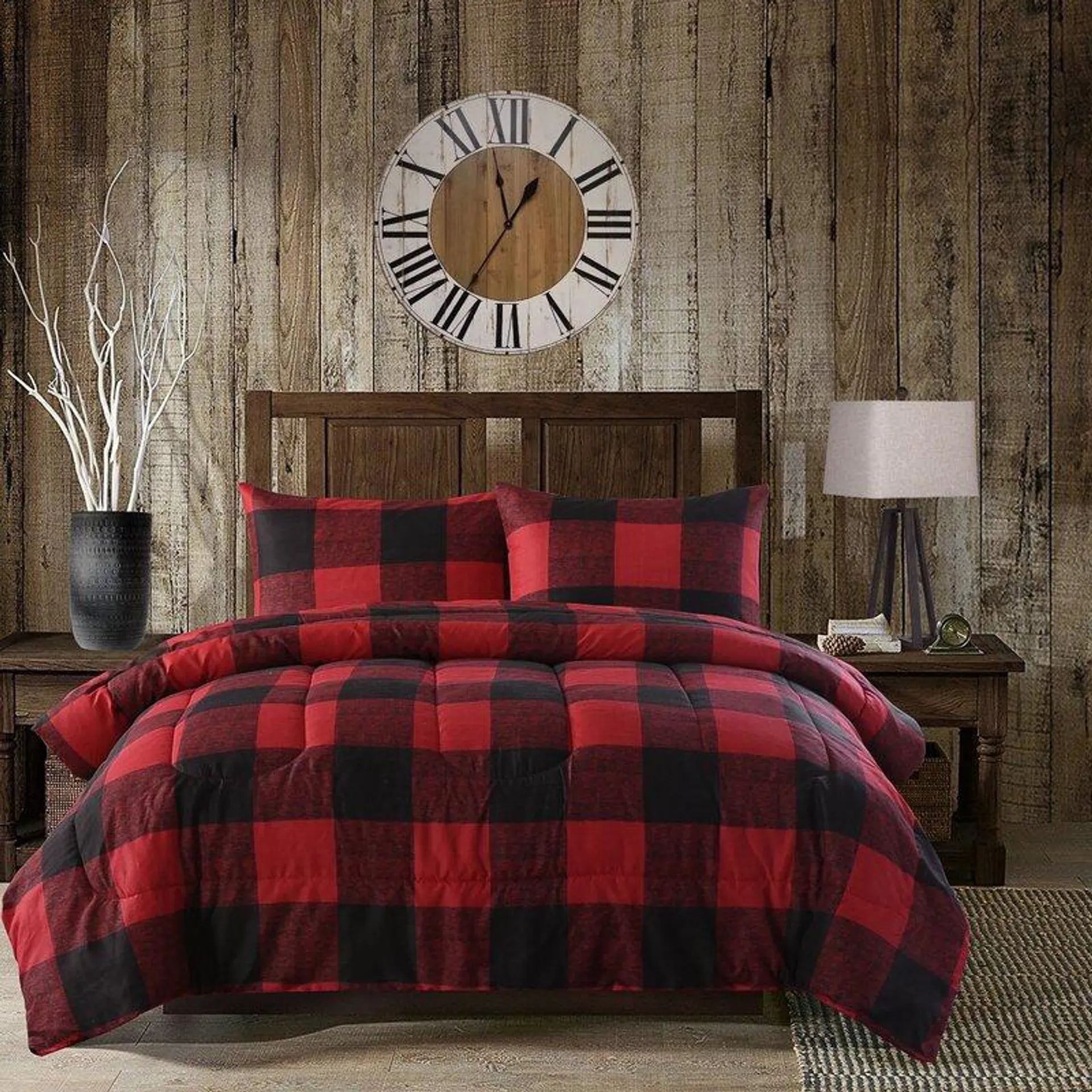 Ring Stitch Plaid Comforter Set