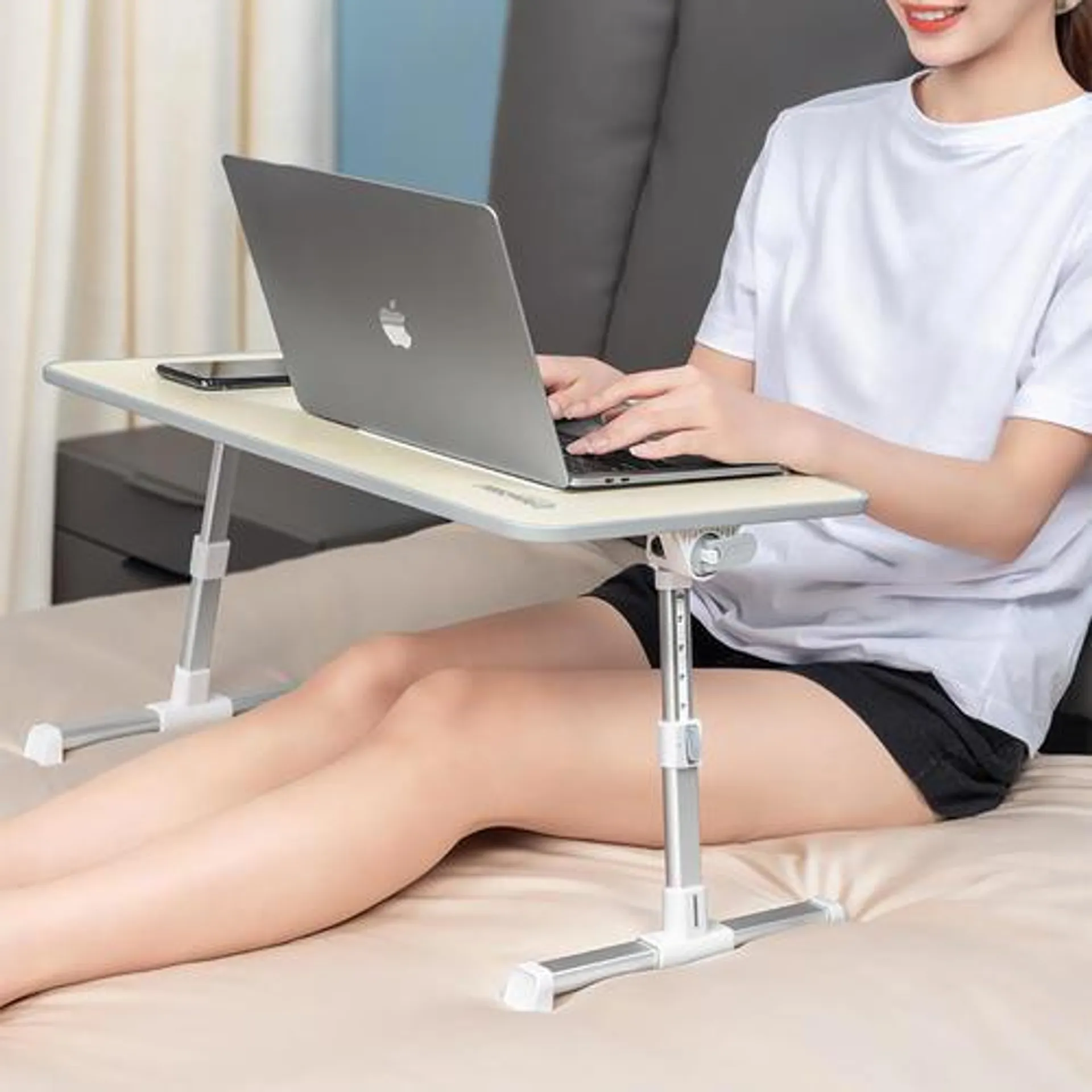 Adjustable Laptop Stand Portable Laptop Bed Table with Foldable Legs for 17" Laptop - PrimeCables®