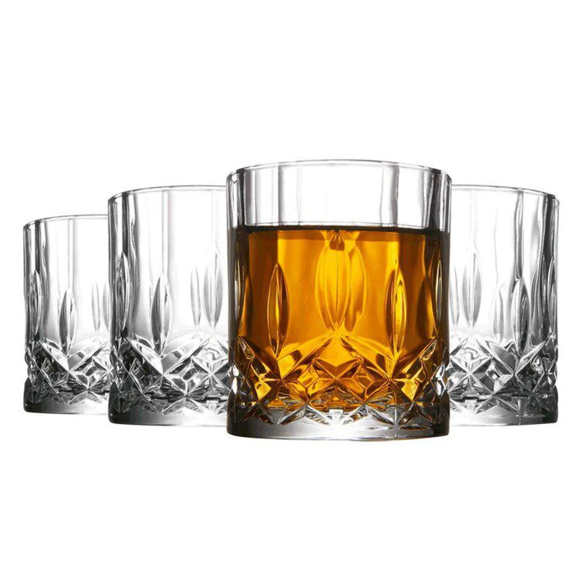 Whiskey Glasses Crystal Beverage Drinking Cups For Beer Liquor Water Lead Free, Set Of 4, Medium (Set of 4)