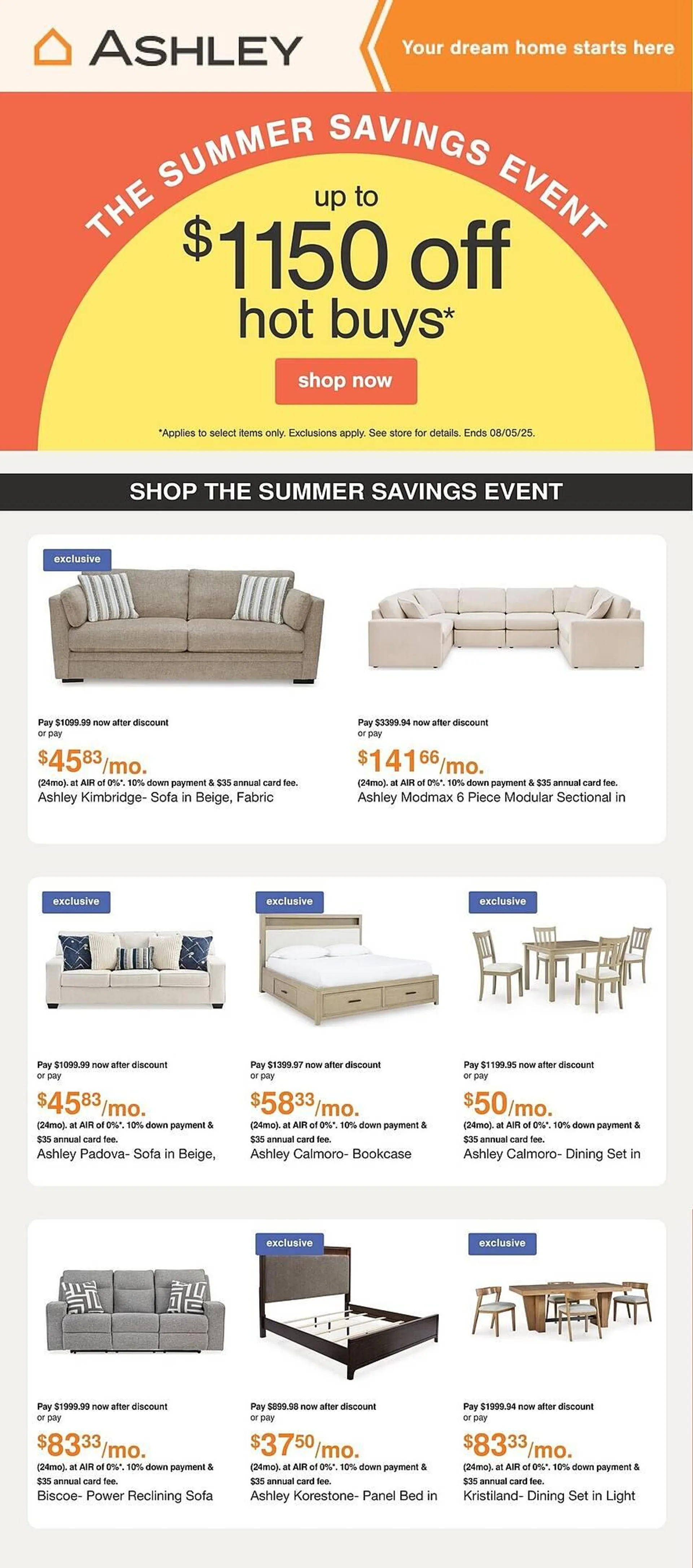 Ashley Furniture flyer from July 31 to August 20 2025 - flyer page 1
