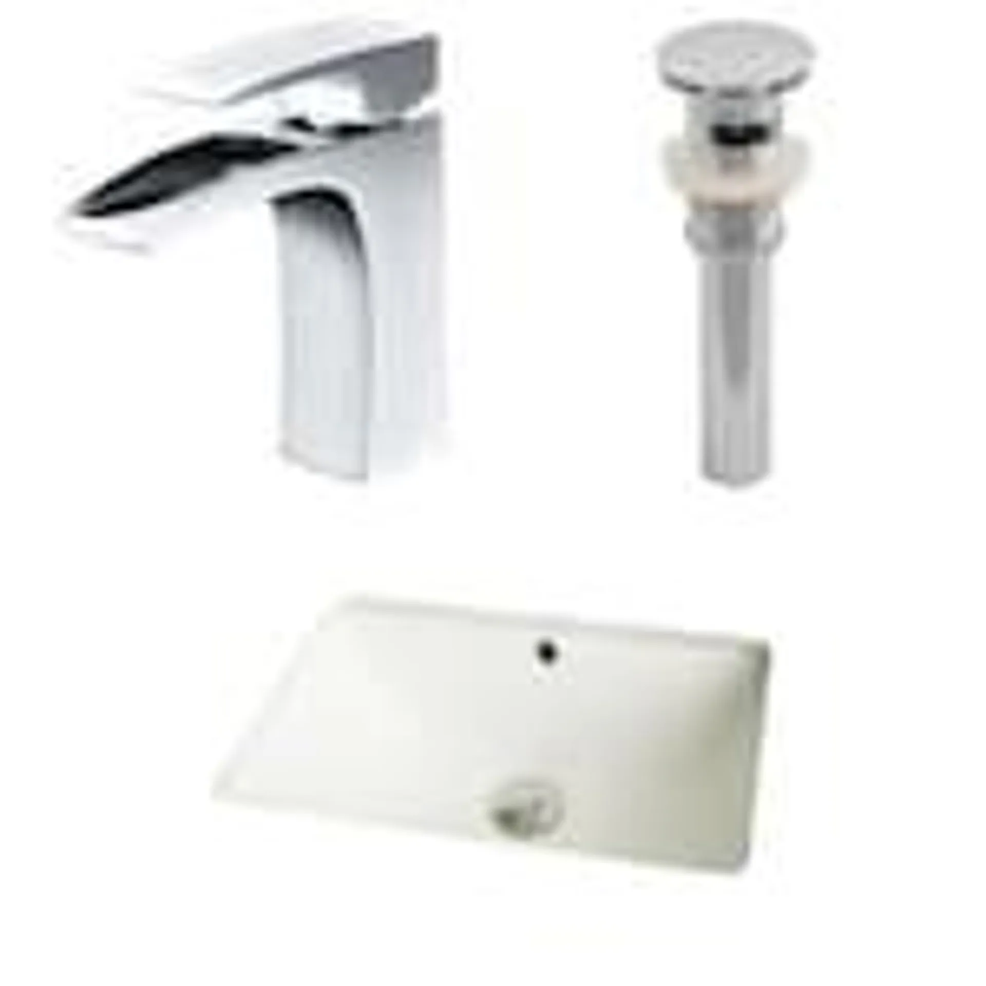 18.25-in. W CUPC Rectangle Bathroom Undermount Sink Set In Biscuit - Chrome Hardware - Overflow Drain Incl. AI-13093