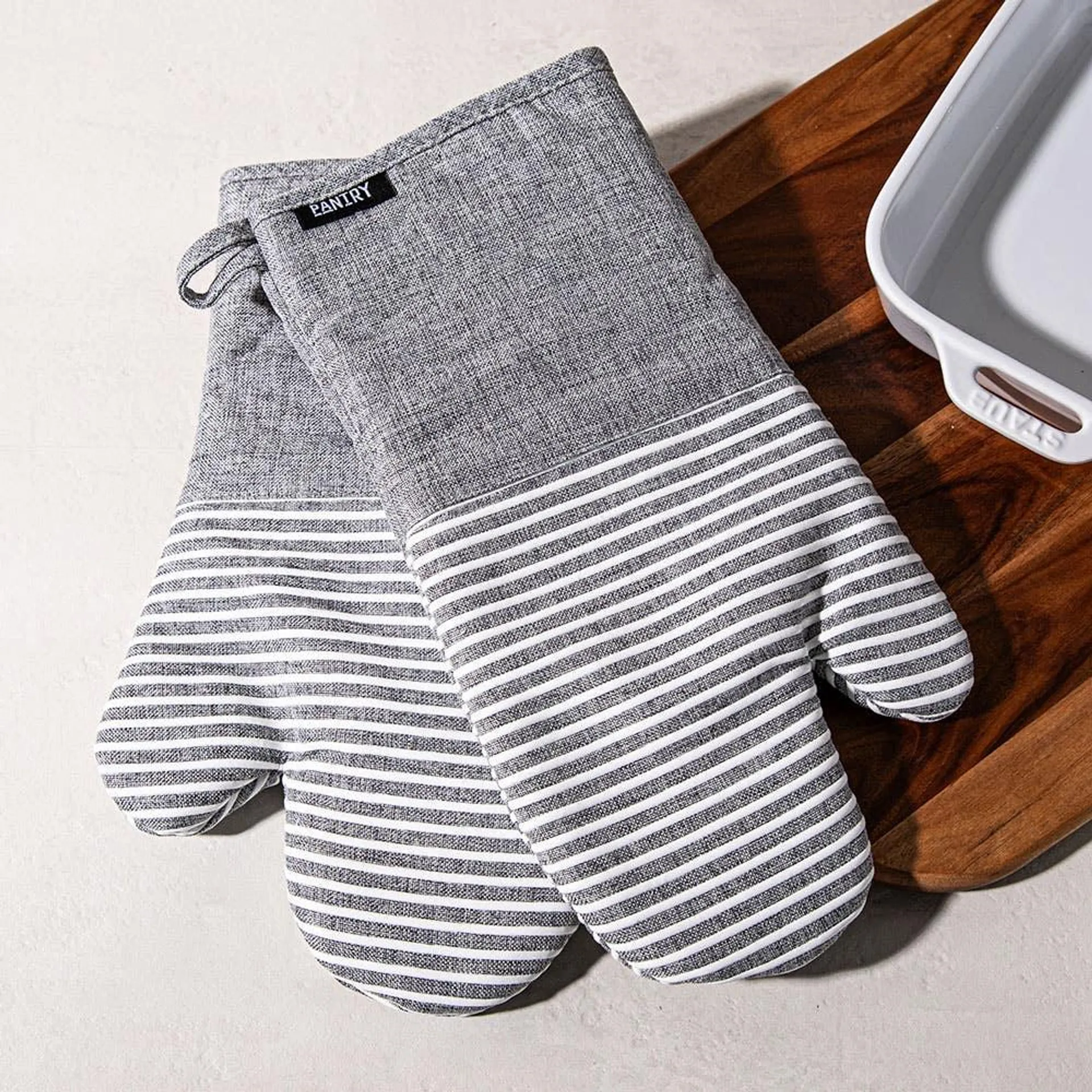 Harman Pantry Chambray Cotton Oven Mitt - Set of 2 (Grey)