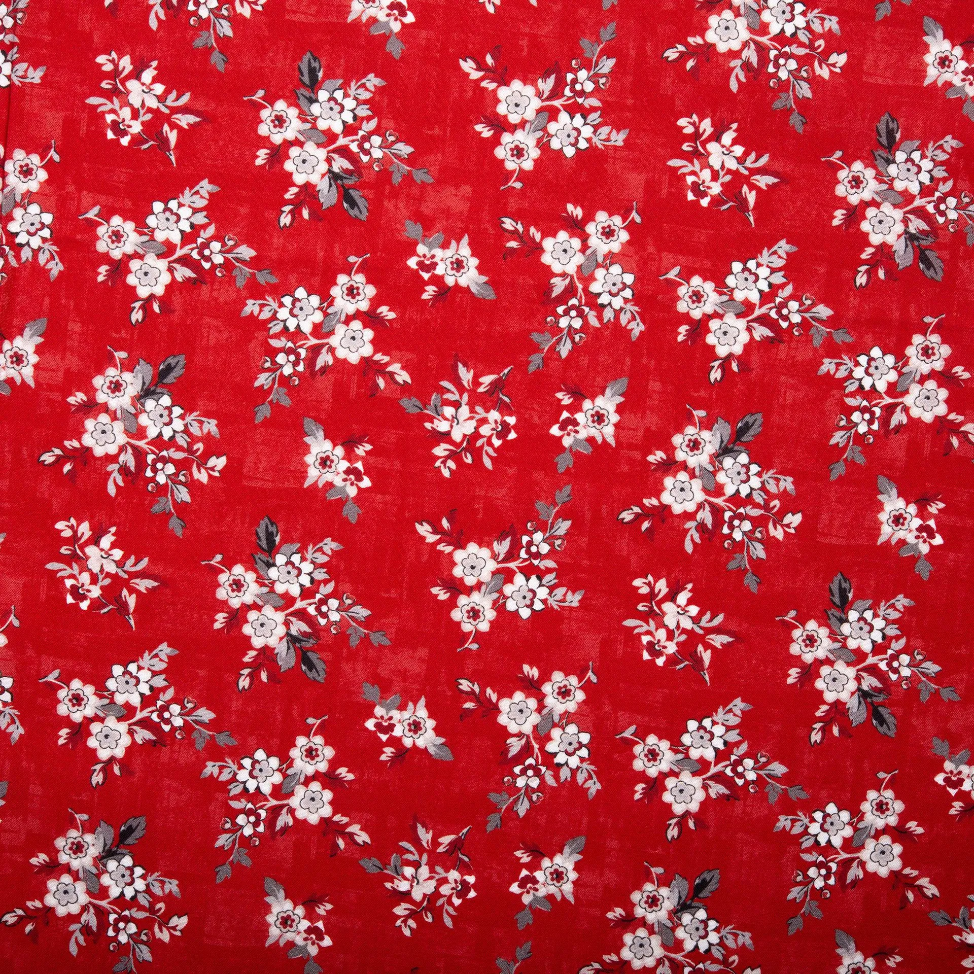 Printed Cotton - RUBY - Bouquet - Red