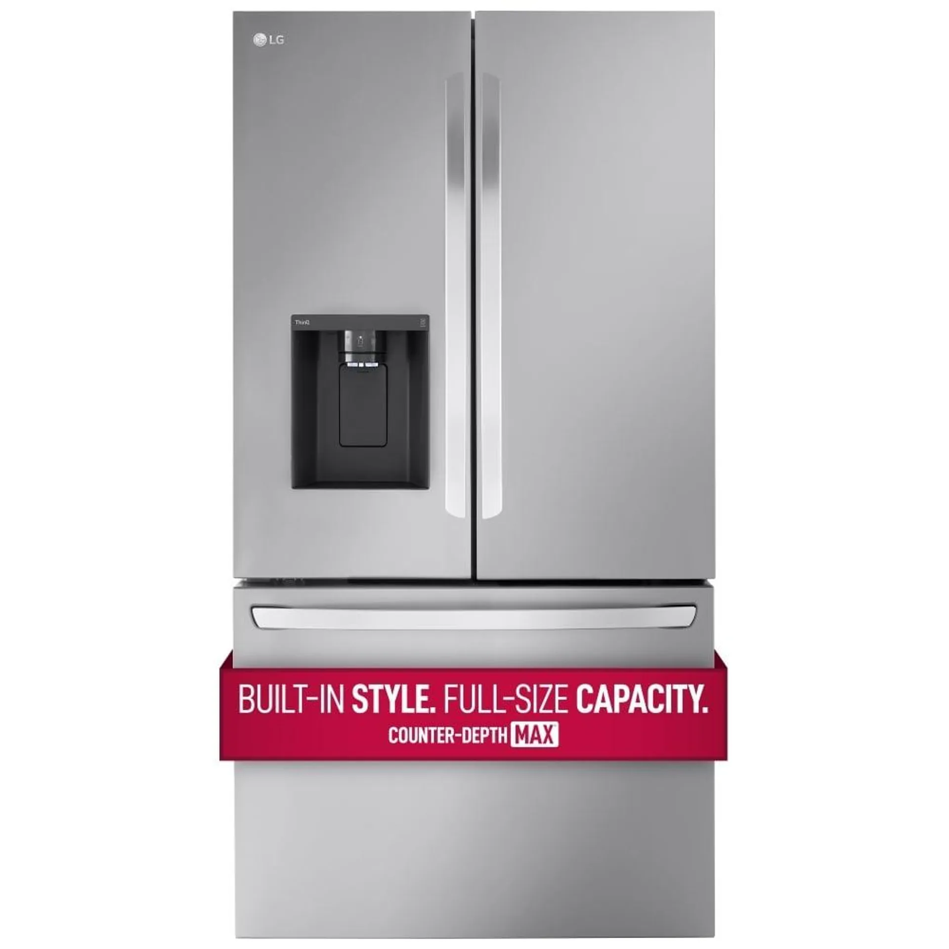 LG LRFXC2606S French Door Refrigerator, 36 inch Width, ENERGY STAR Certified, Counter Depth, 26 cu. ft. Capacity, Stainless Steel colour Dual Ice Maker, Cool Guard, Air Filter, Freezer Located Ice Dispenser,Door Cooling+