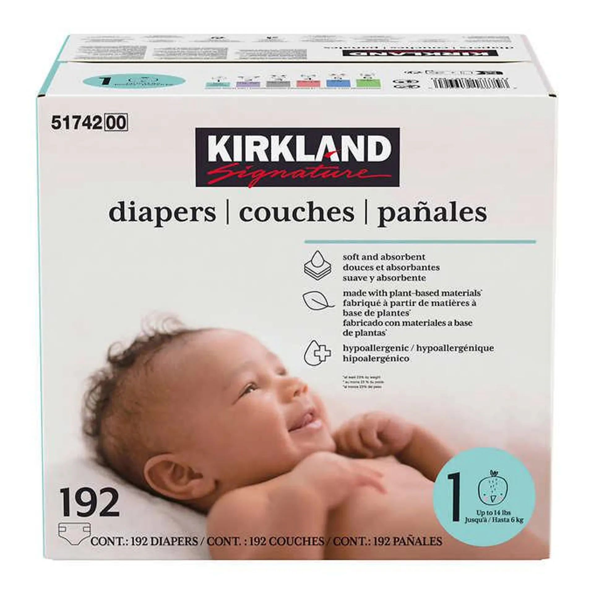 Kirkland Signature Diapers, Sizes 1 - 2