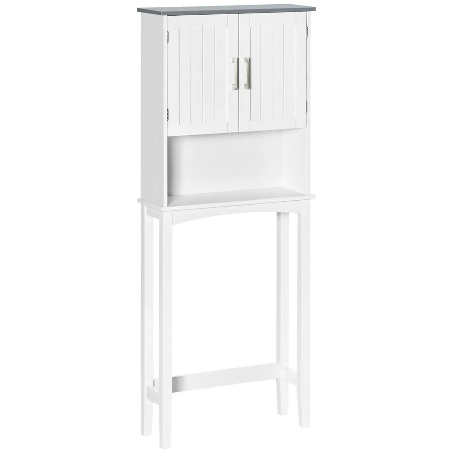 65-inch H Over The Toilet Storage Cabinet with Adjustable Shelf and Open Shelf in White