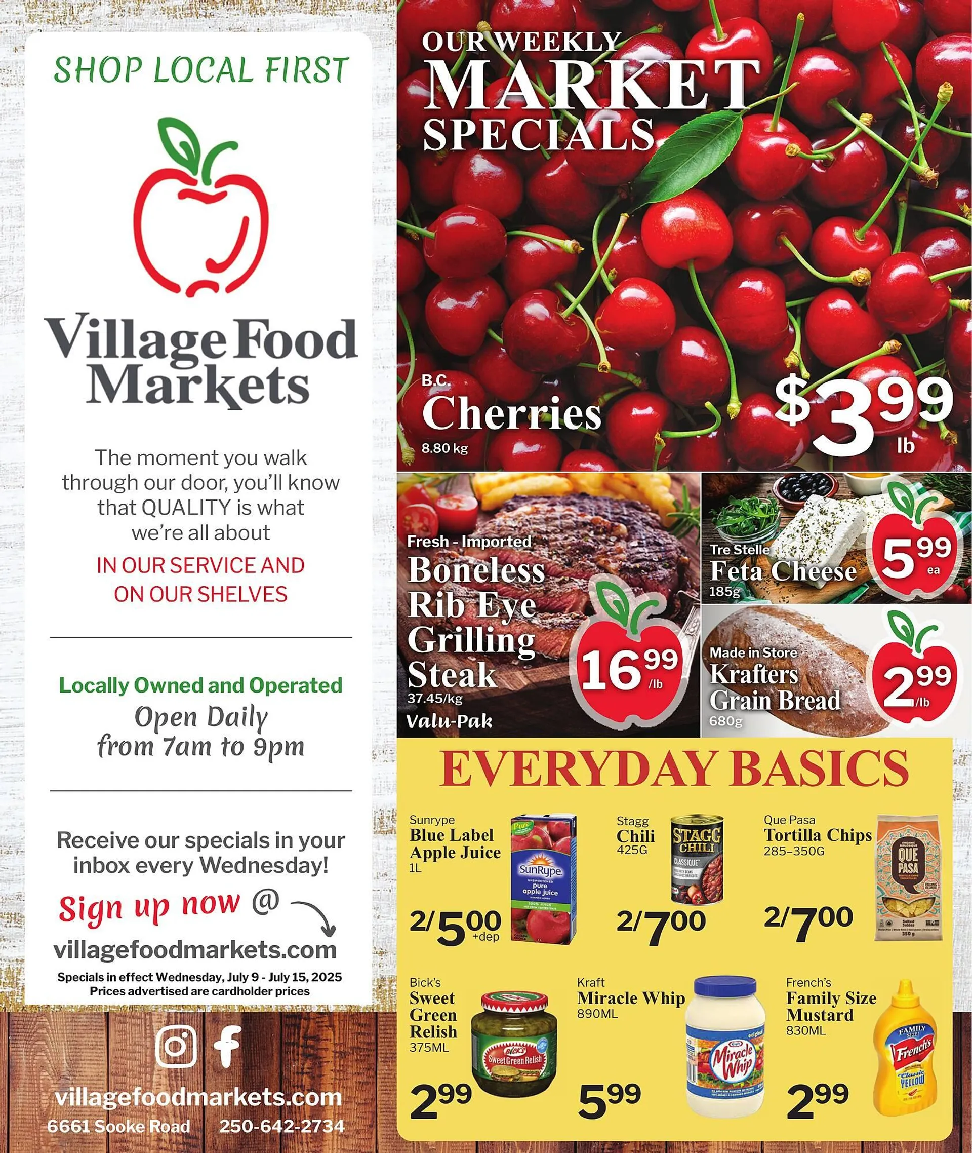 Village Food Markets flyer from July 9 to July 15 2025 - flyer page 1