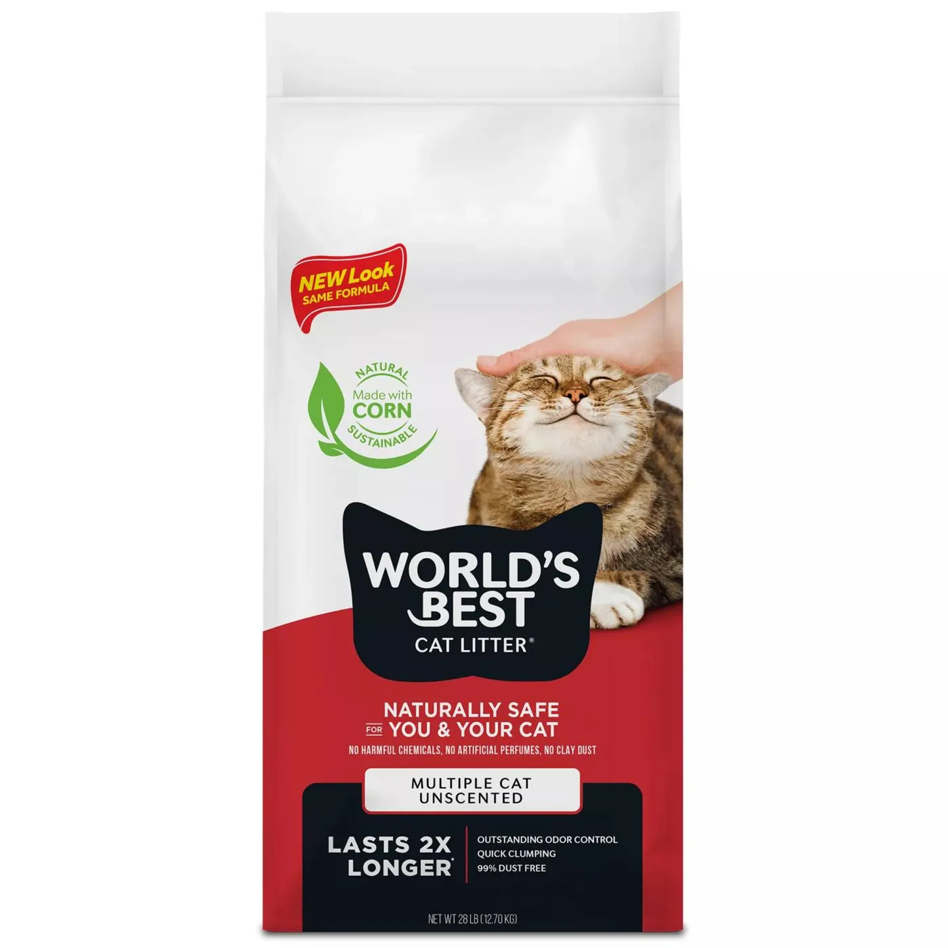 World's Best Cat Litter Multiple Cat Clumping Litter - Flushable, 99% Dust Free, Clumping, 28 LB