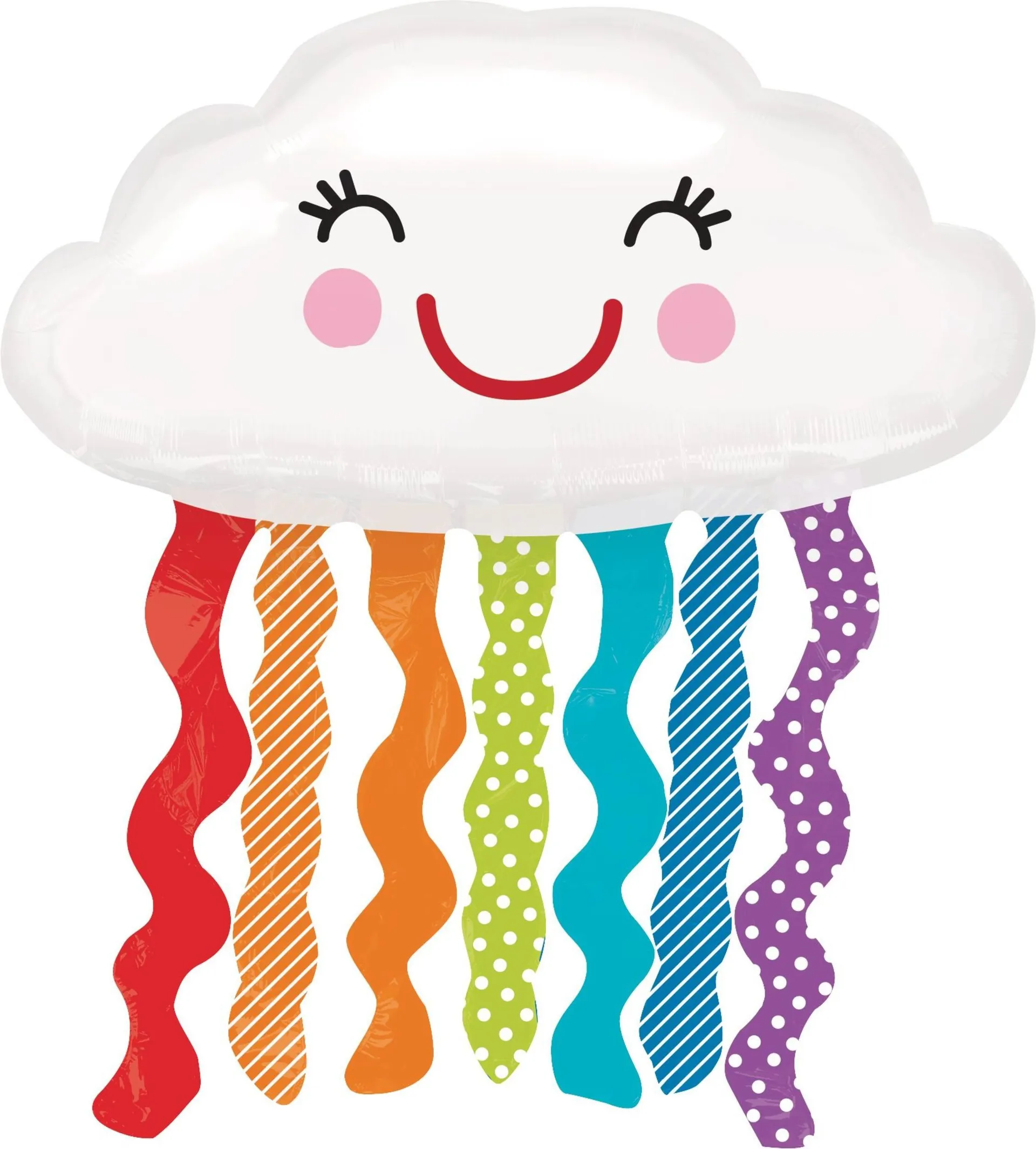 Cloud Satin Foil Balloon, White/Rainbow, 36-in, Helium Inflation & Ribbon Included for Baby Shower