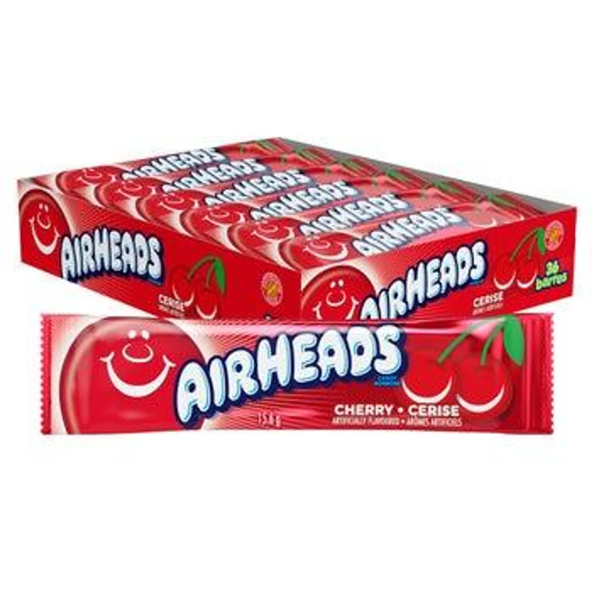 Airheads Individually Wrapped Full Size Bars, Cherry, 36 × 15.6 g