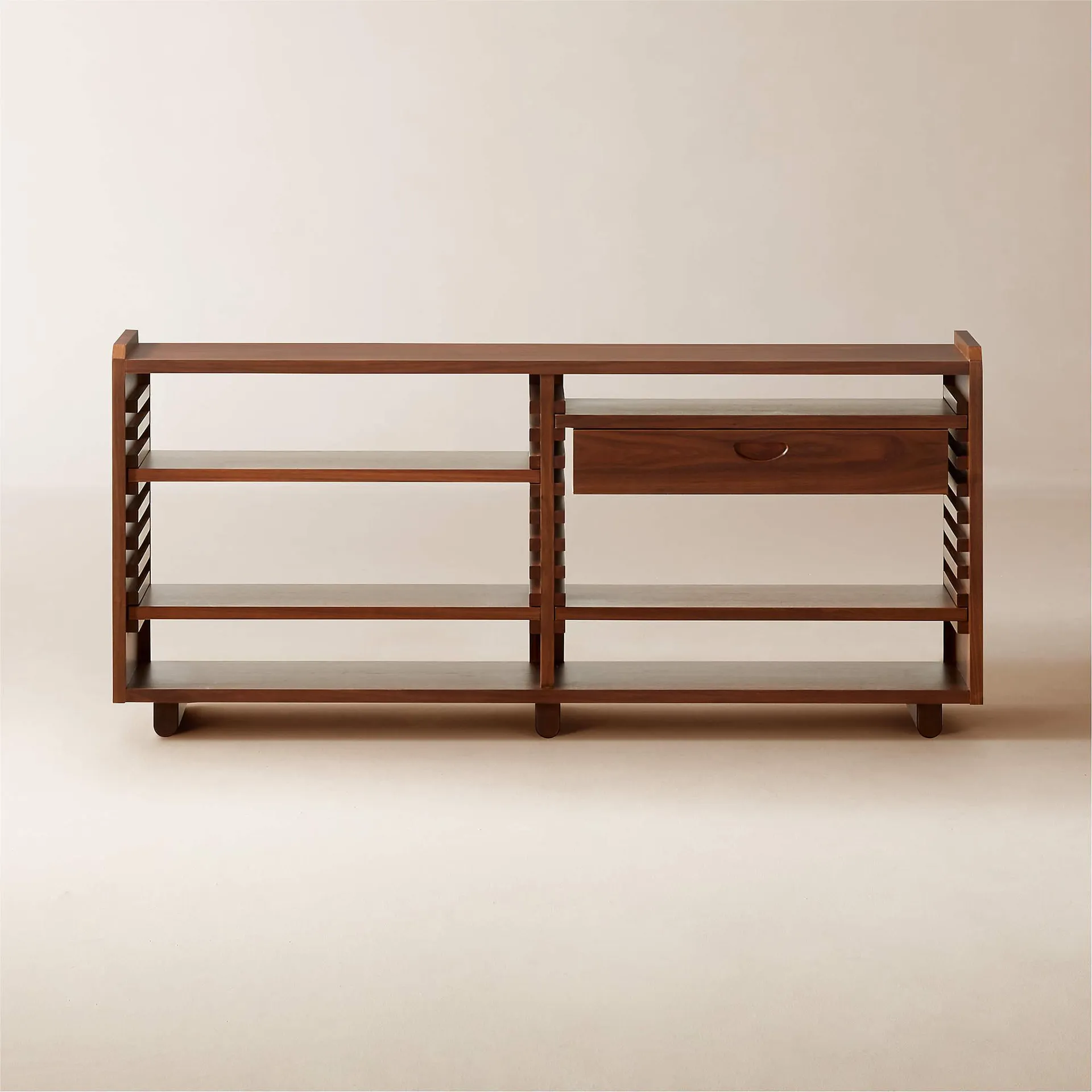 Ventura Walnut Wood Low Bookcase by Lawson-Fenning