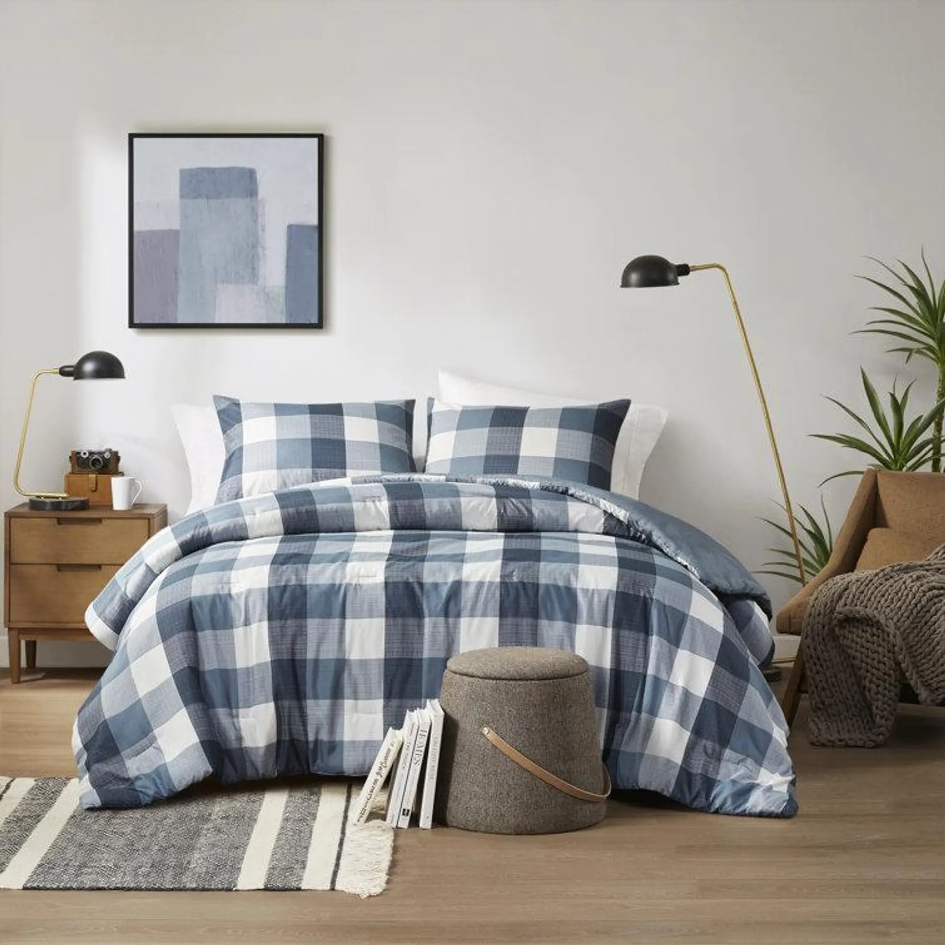 Tullia Modern Plaid Lightweight Comforter Set in Farmhouse Style